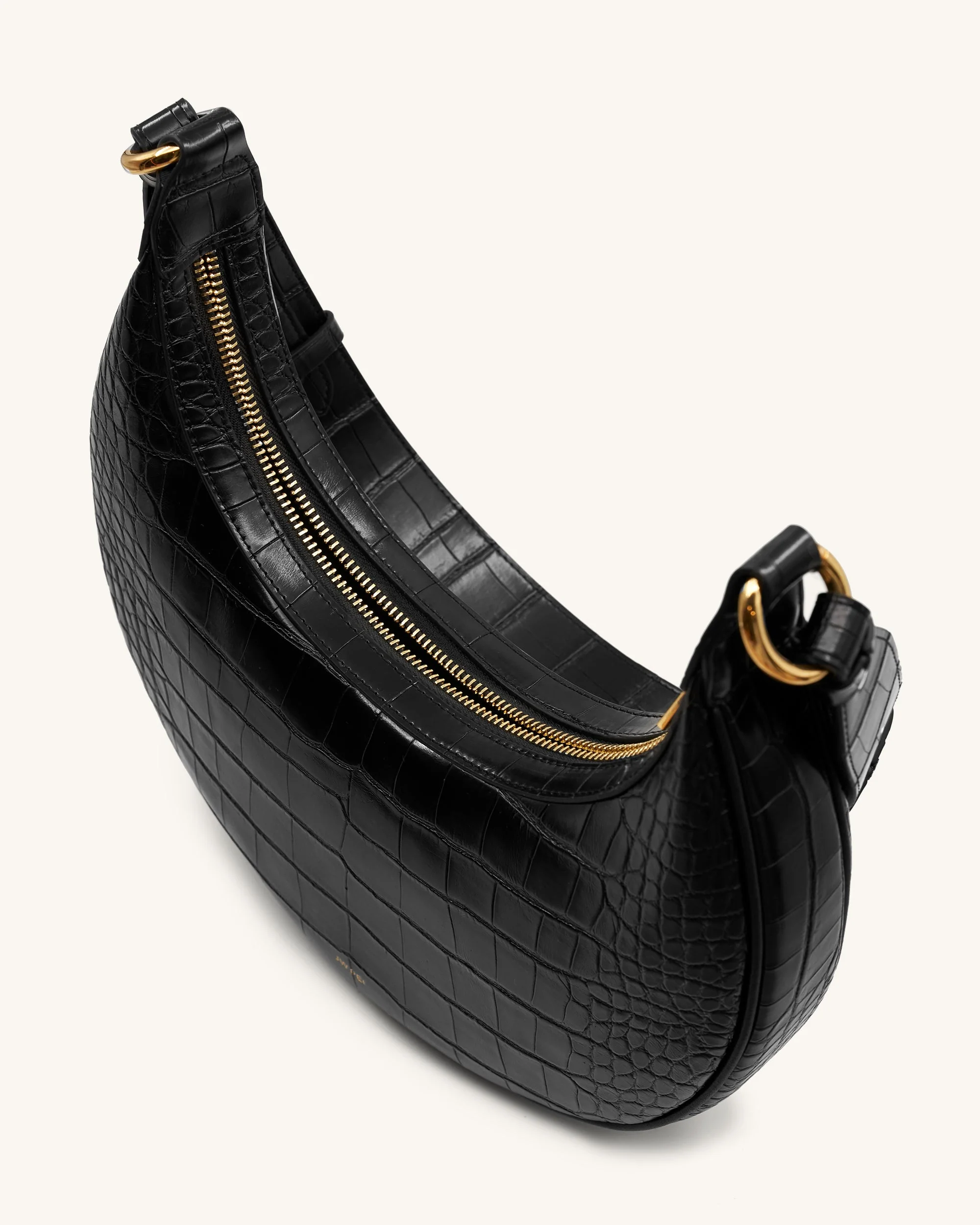 Carly Saddle Tasche - Krokodilprägung in schwarz - Image 4