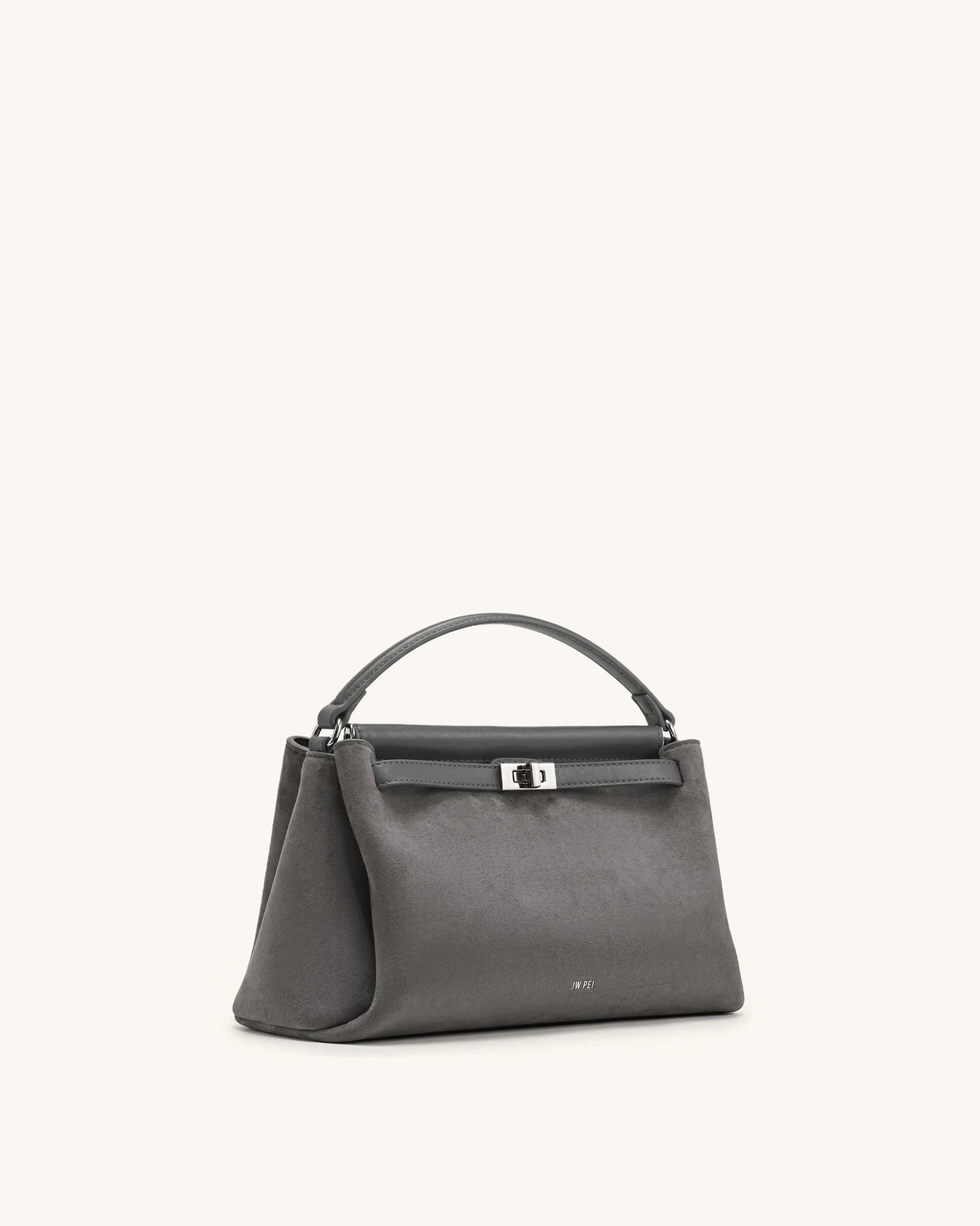 Carmen Henkeltasche aus Wildlederimitat - Dunkelgrau - Image 2