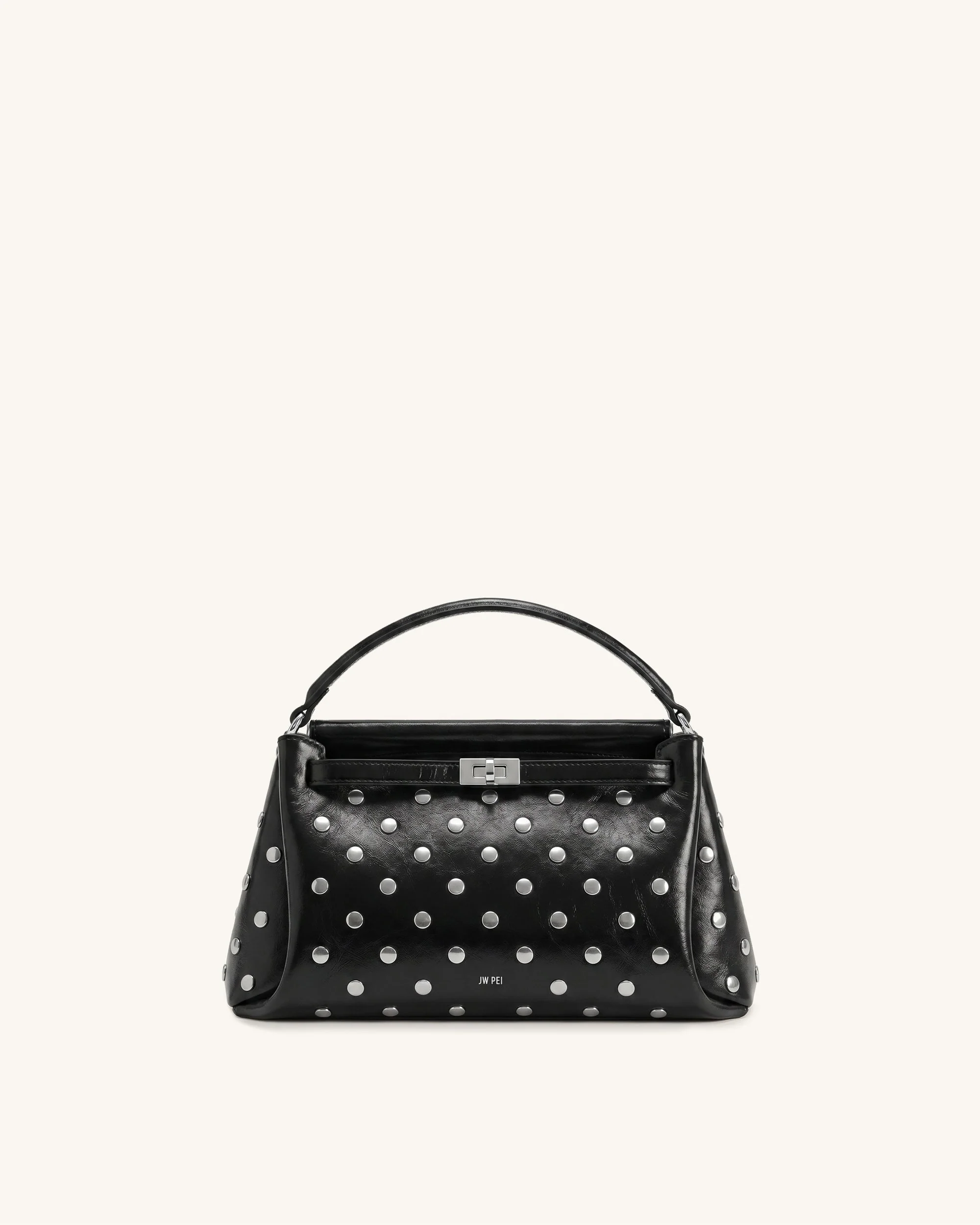 Carmen Henkeltasche mit Nieten - Tintenschwarz
