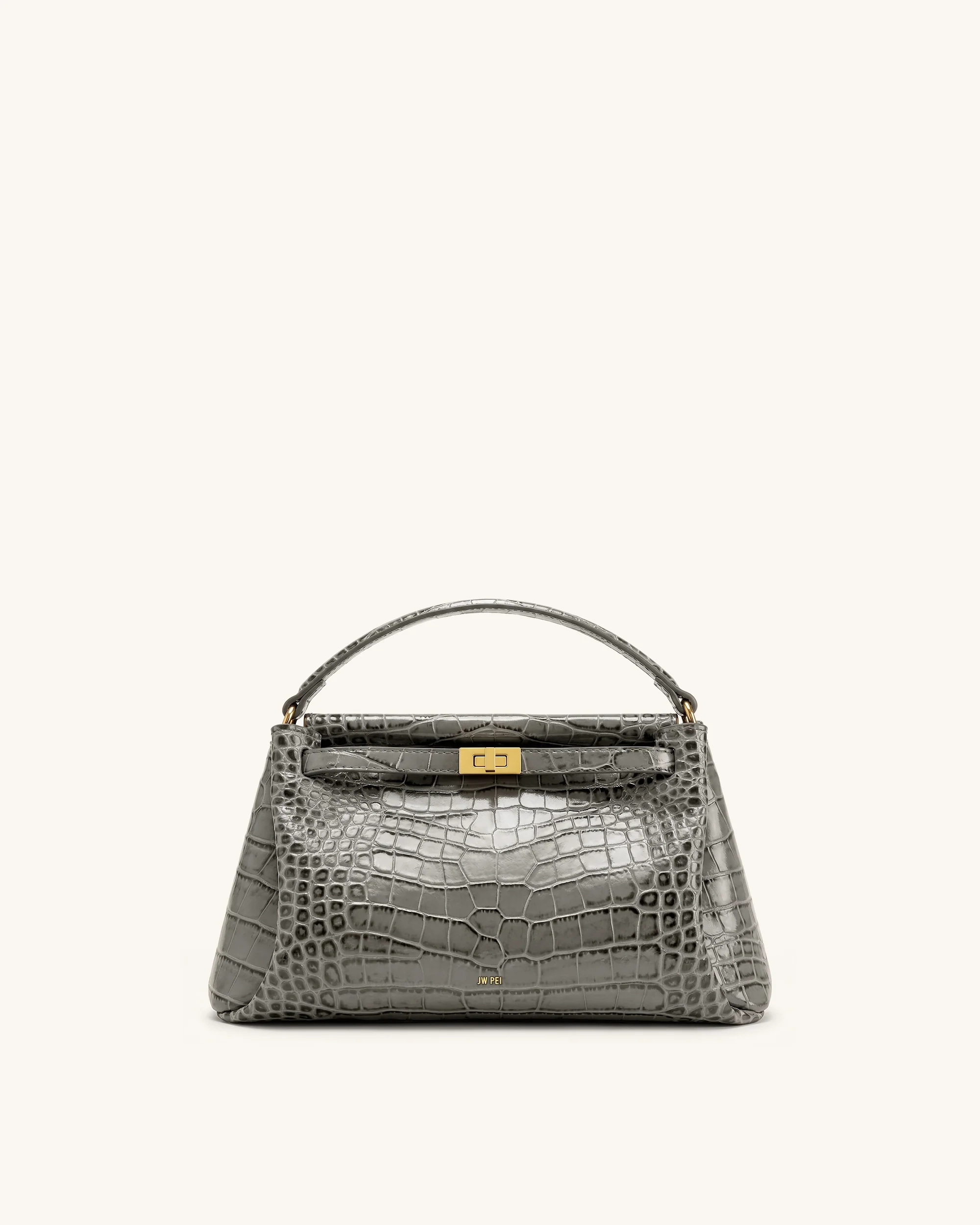 Carmen Henkeltasche - Graue Kroko-Optik