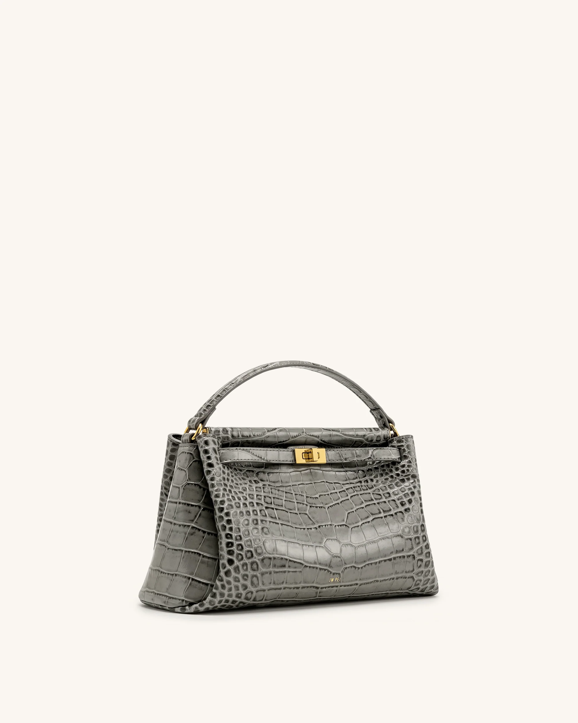 Carmen Henkeltasche - Graue Kroko-Optik - Image 2