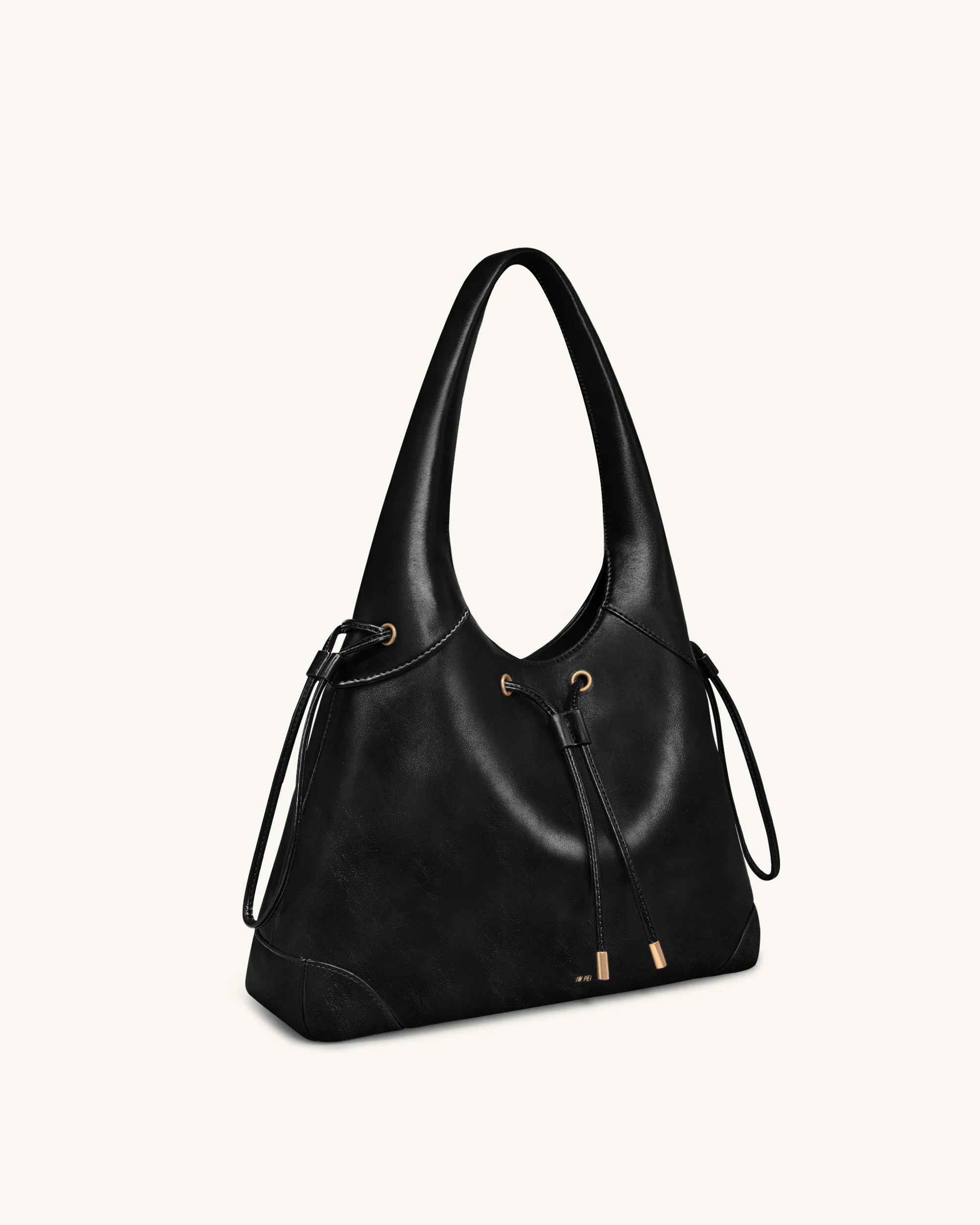 Celandra Hobo-Bag mit Kordelzug – Schwarz - Image 2