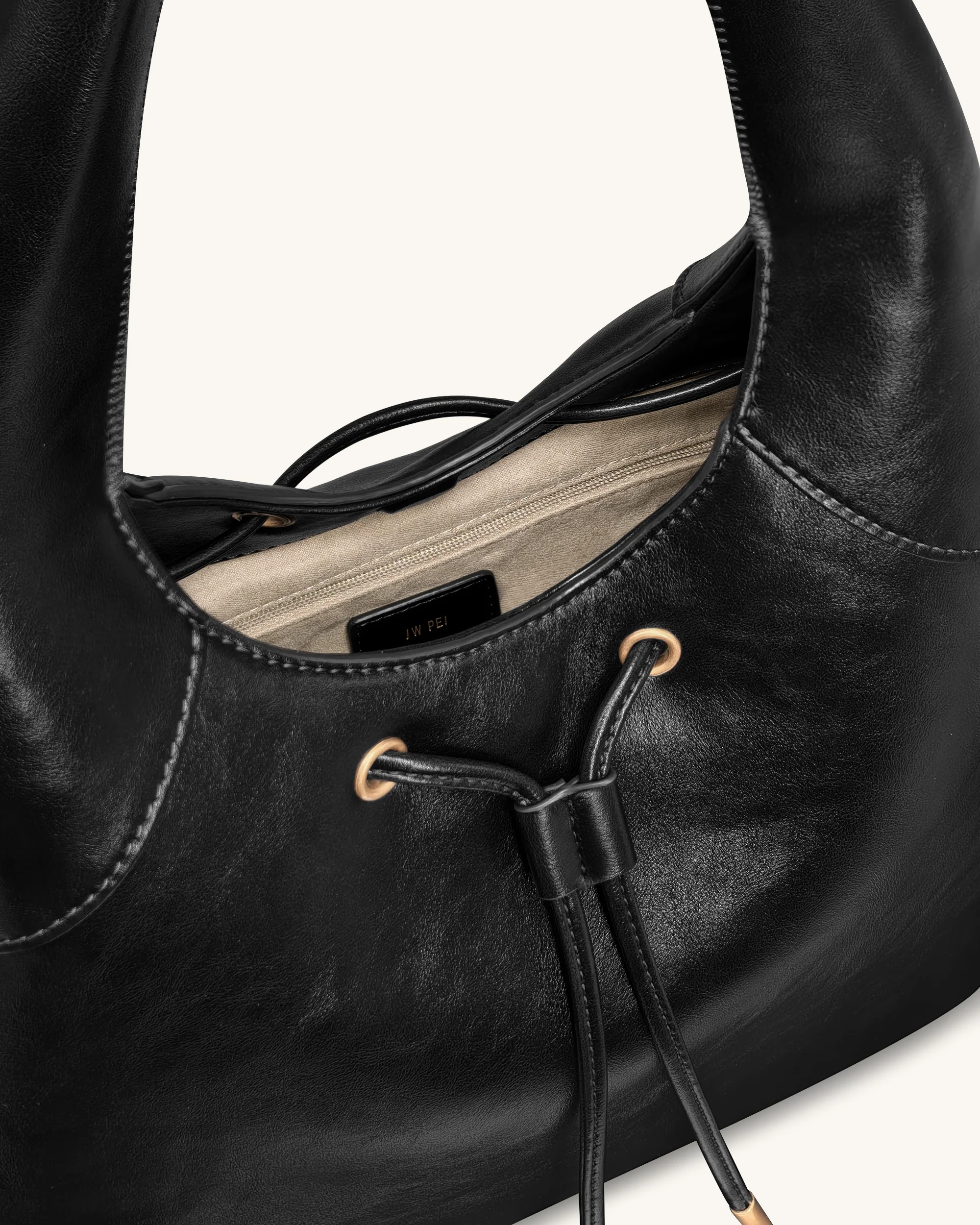 Celandra Hobo-Bag mit Kordelzug – Schwarz - Image 4