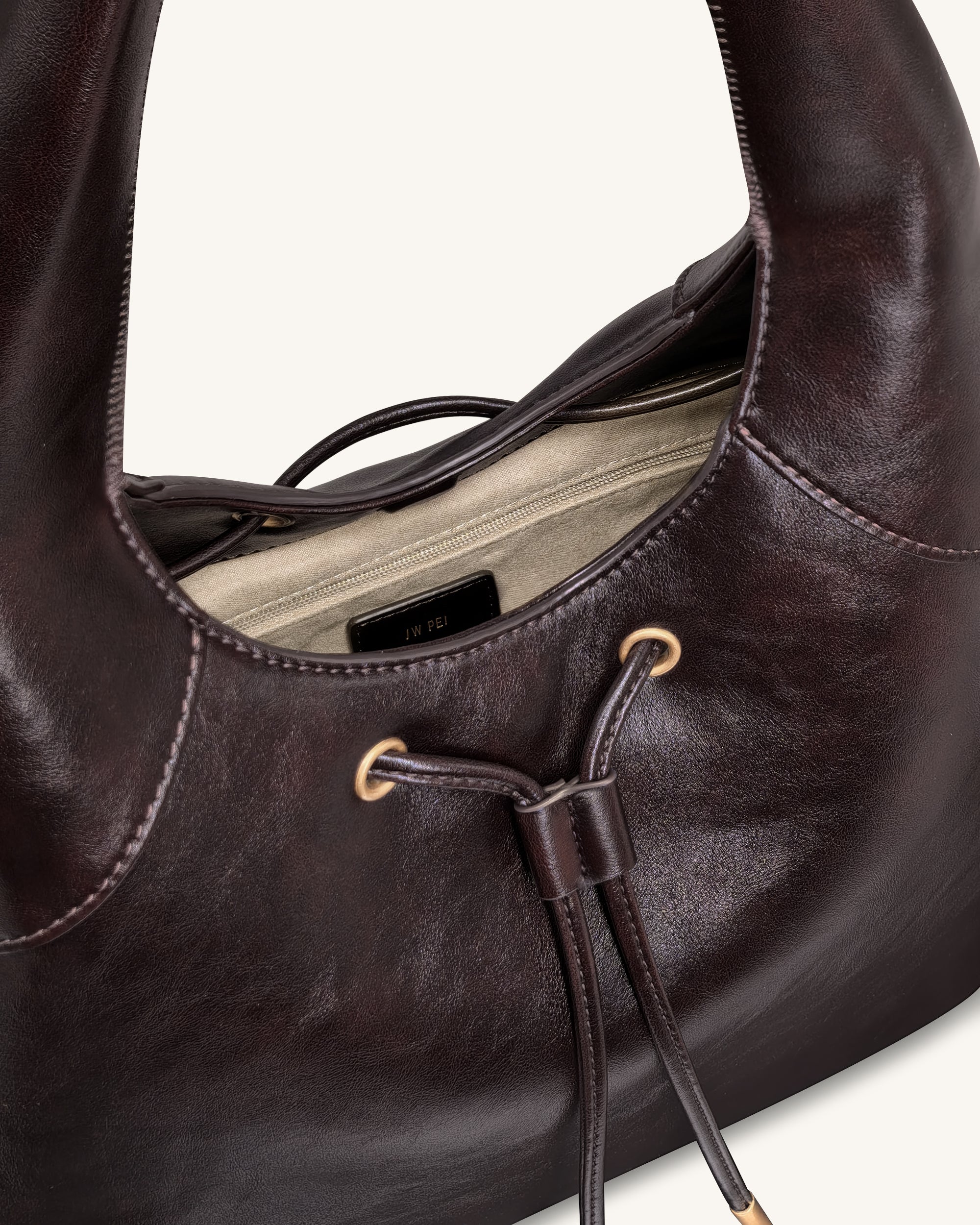 Celandra Hobo-Bag mit Kordelzug – Dunkelbraun - Image 4