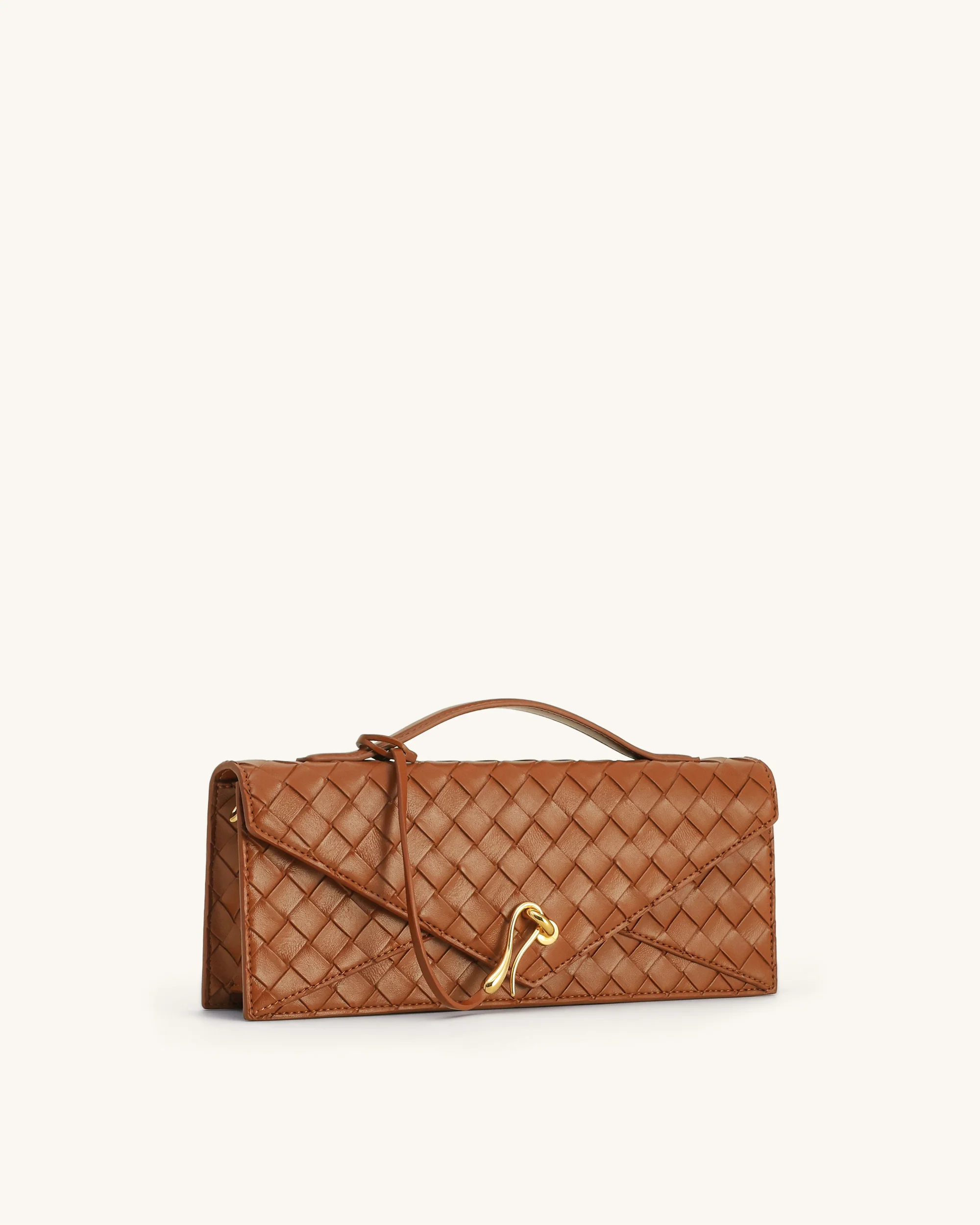 Celeste Strukturiert gewebte Umschlag-Henkeltasche - Braun - Image 2