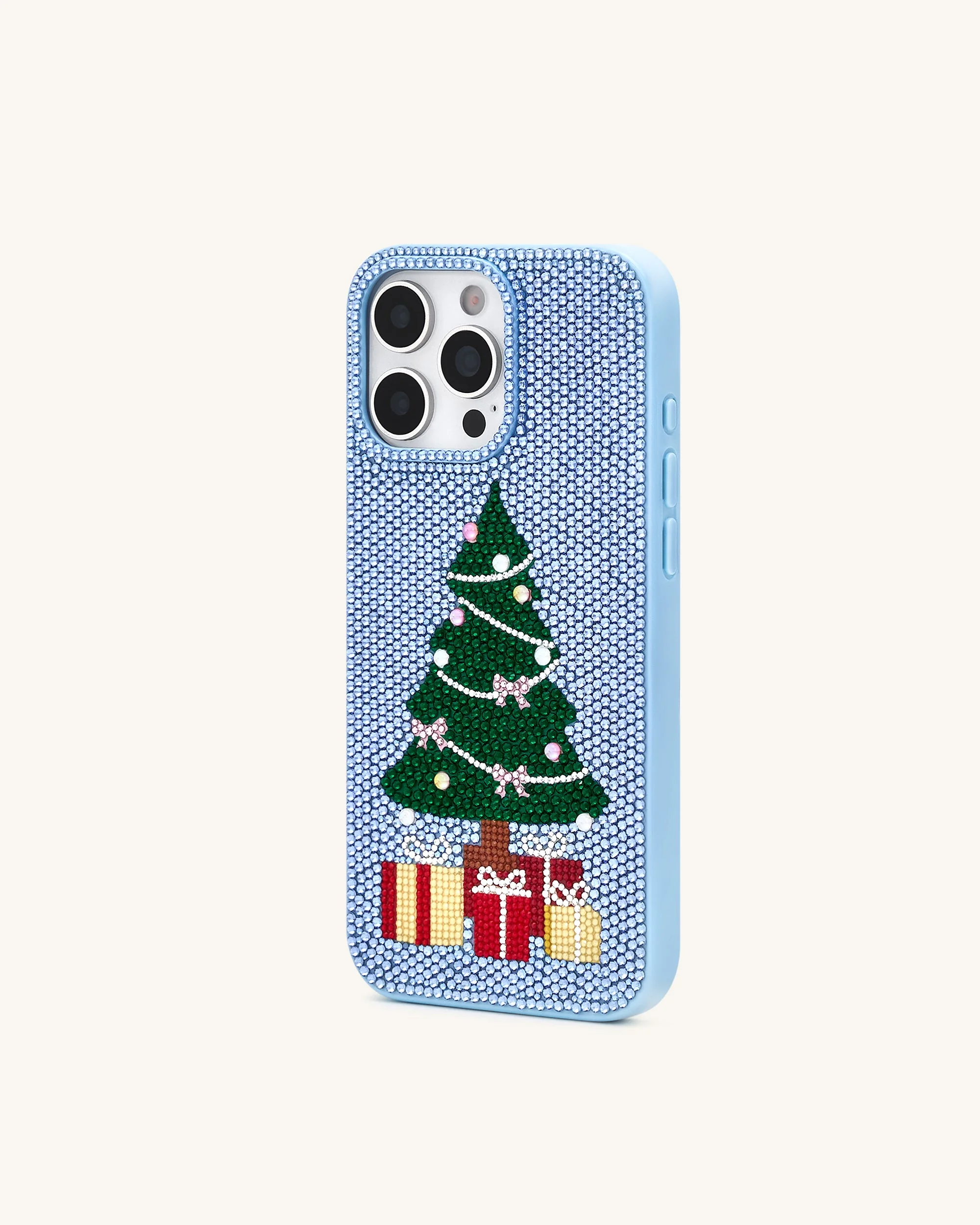 Handyhülle mit Glitzer-Weihnachtsbaum - Hellblau - Image 2