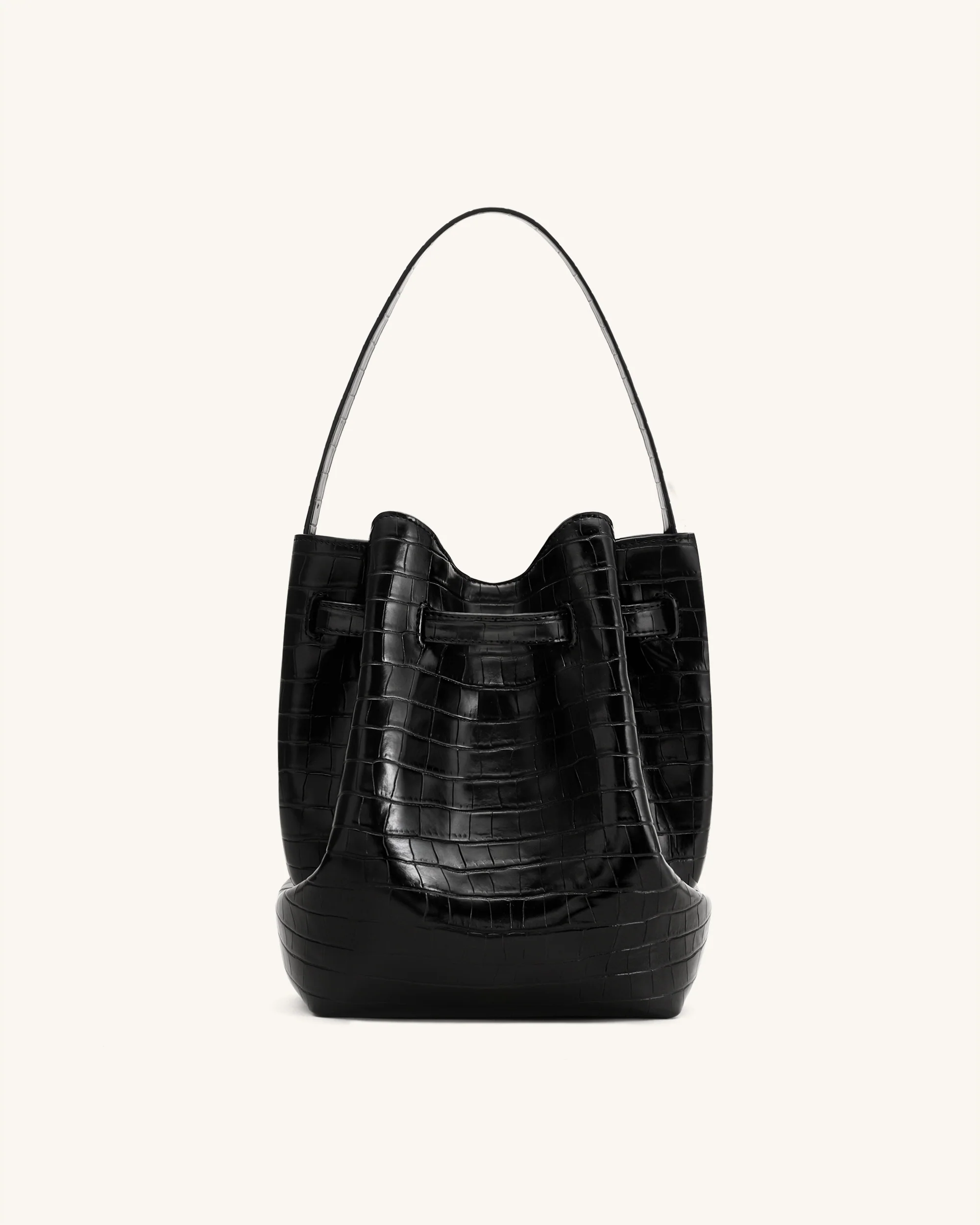 Clara Schloss-Akzent Beutelschultertasche - Schwarz Kroko - Image 3