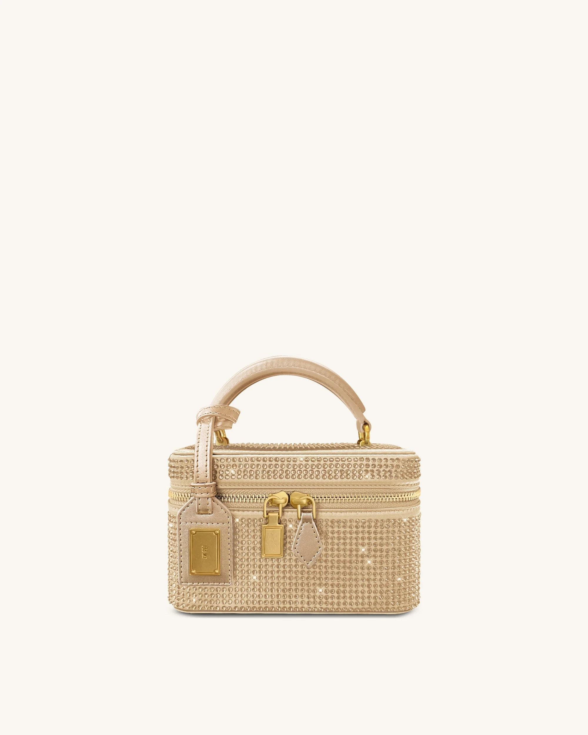 Cleo Künstliche Kristall Box Shape Top Handle Tasche - Champagner