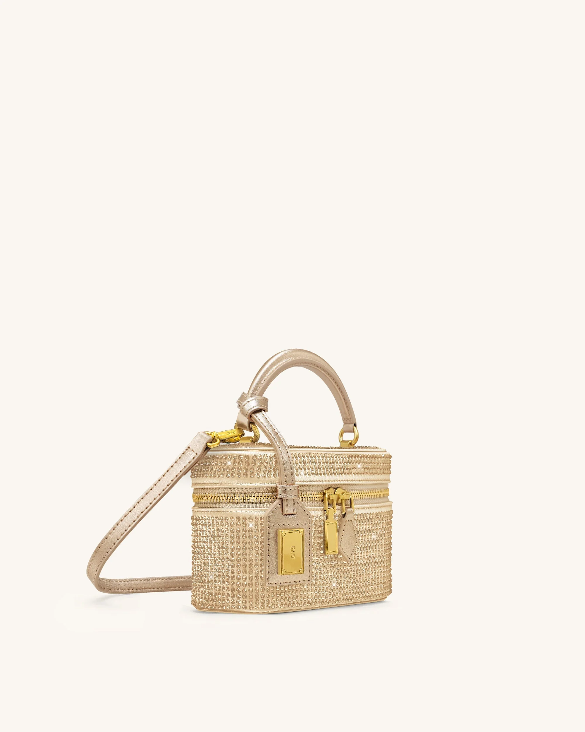 Cleo Künstliche Kristall Box Shape Top Handle Tasche - Champagner - Image 3