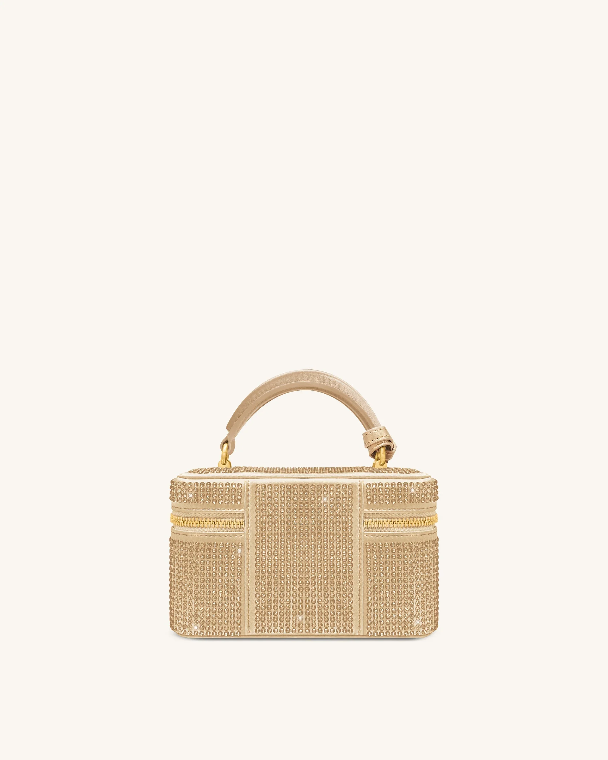 Cleo Künstliche Kristall Box Shape Top Handle Tasche - Champagner - Image 4