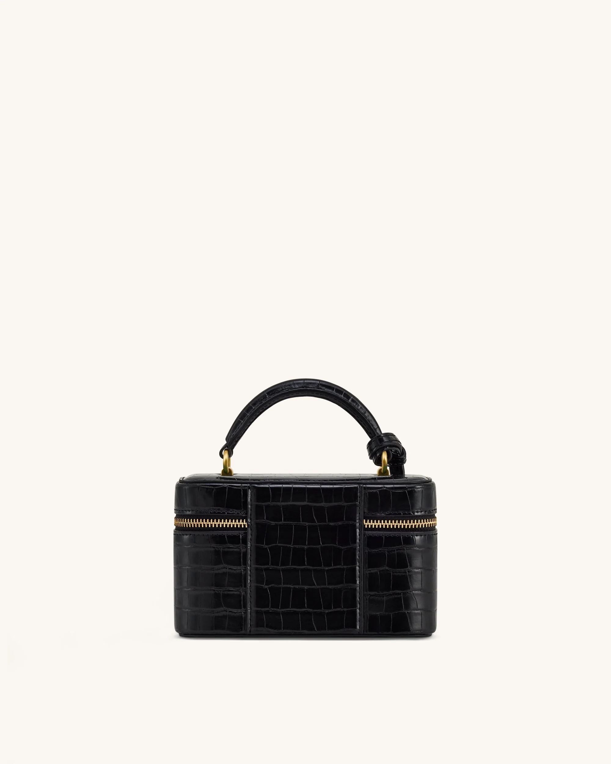 Cleo Boxförmige Handtasche mit Tragegriff - Schwarzes Krokodilprägung - Image 4