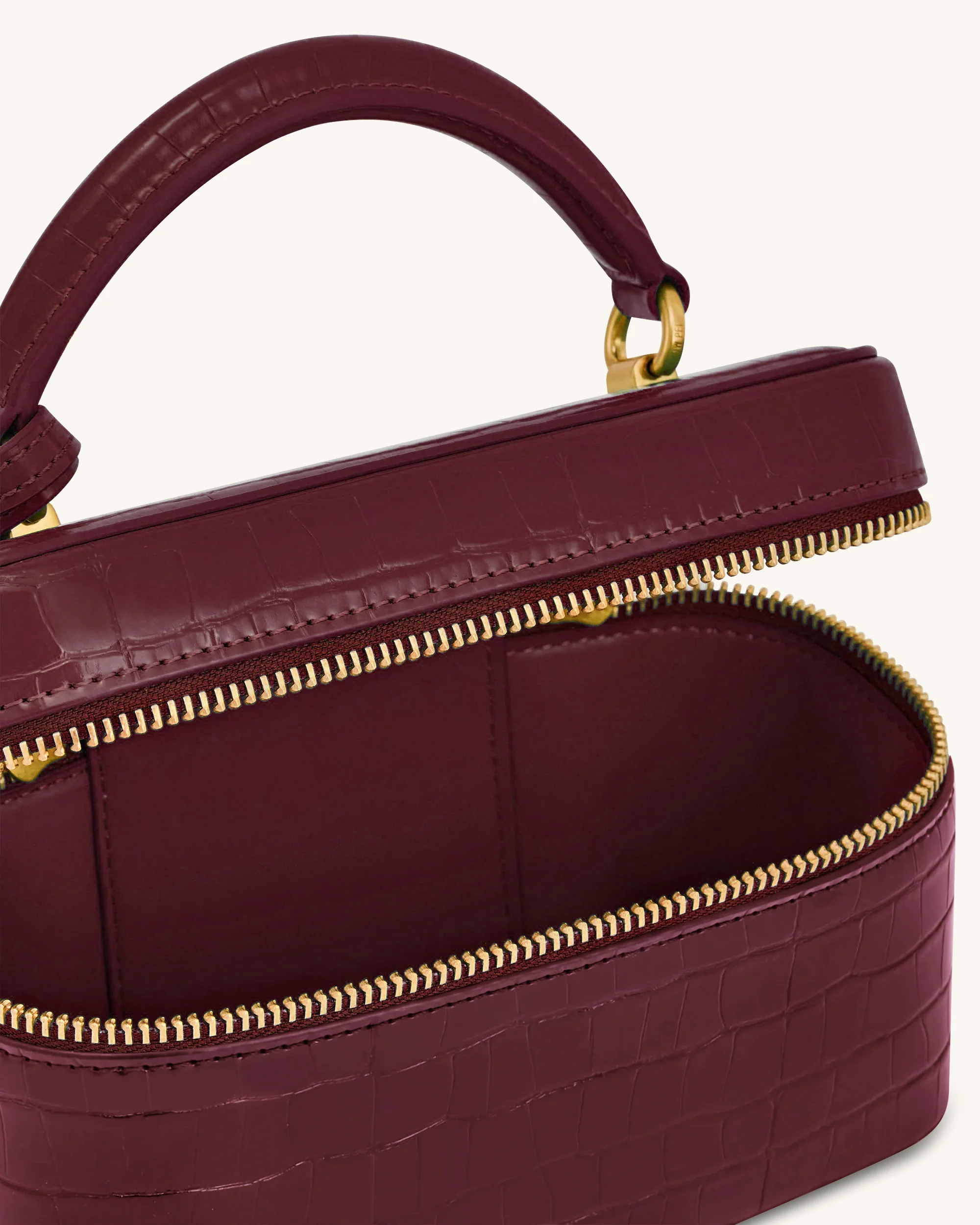 Cleo Box Shape Top Handle Tasche - Kaminrot Kroko - Image 4