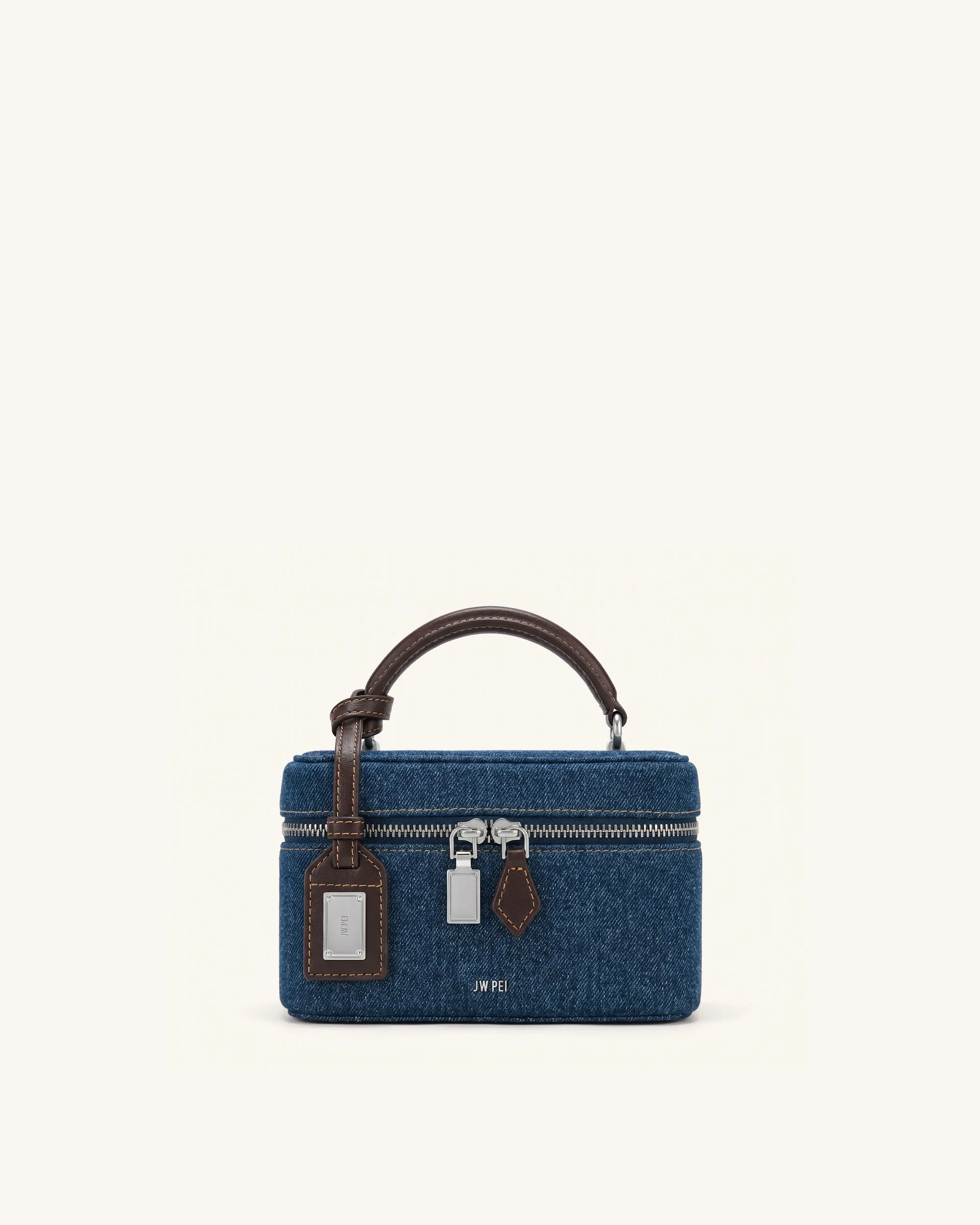 Cleo Henkeltasche in Boxform - Dunkelblauer Denim