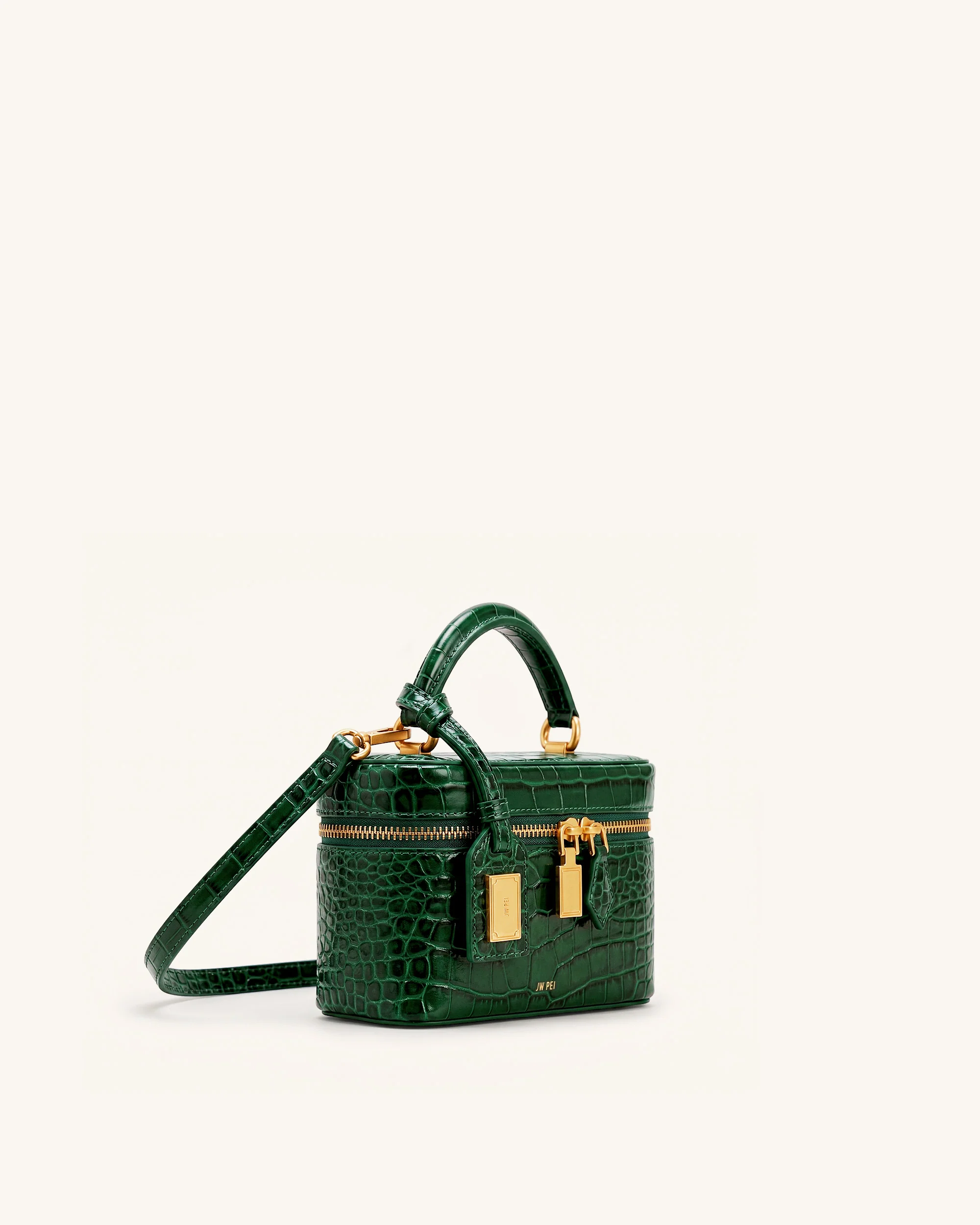 Cleo Henkeltasche in Kastenform - Waldgrün mit Krokoprägung - Image 2