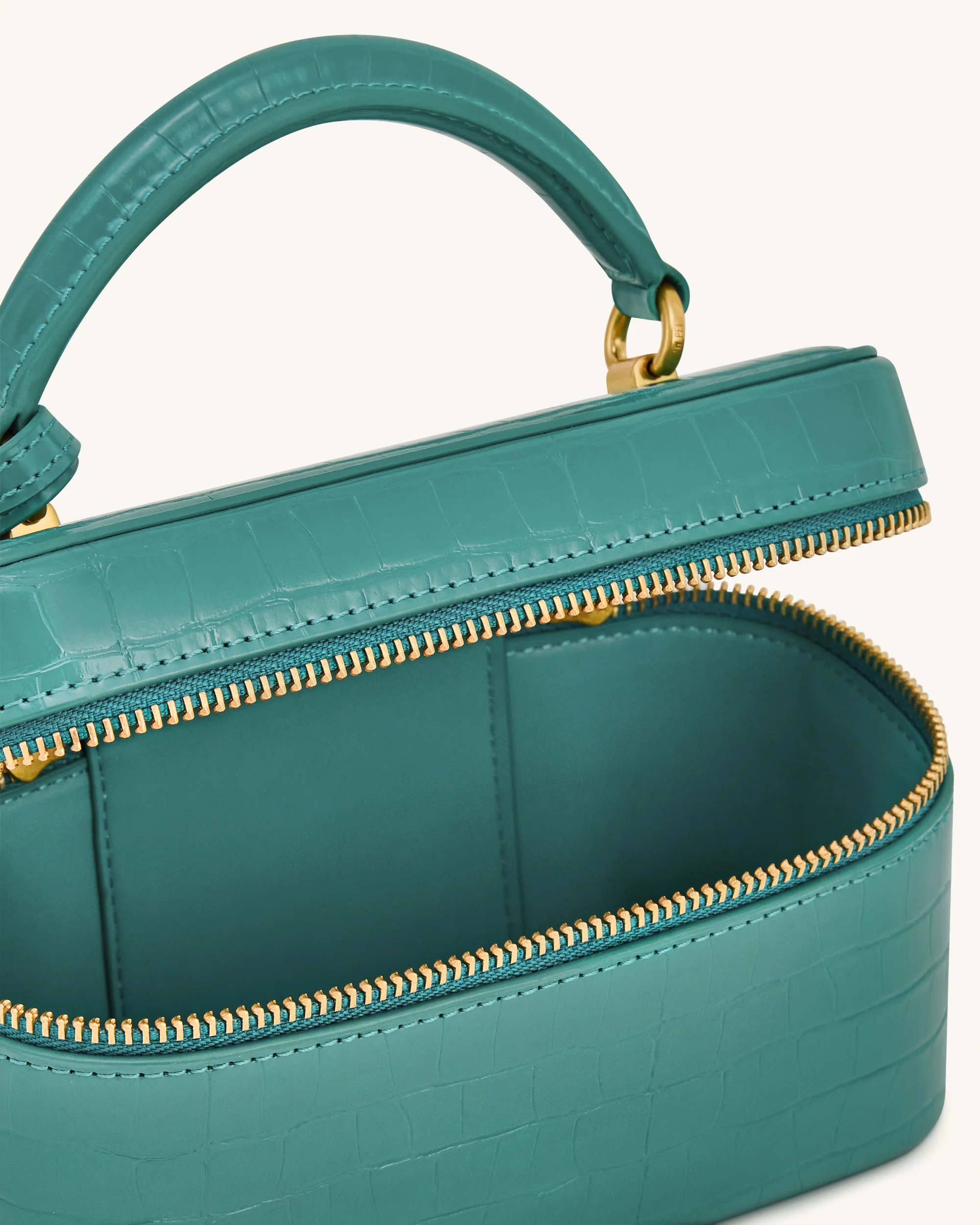 Cleo Boxförmige Handtasche mit Tragegriff - Grünes Krokoprägung - Image 4