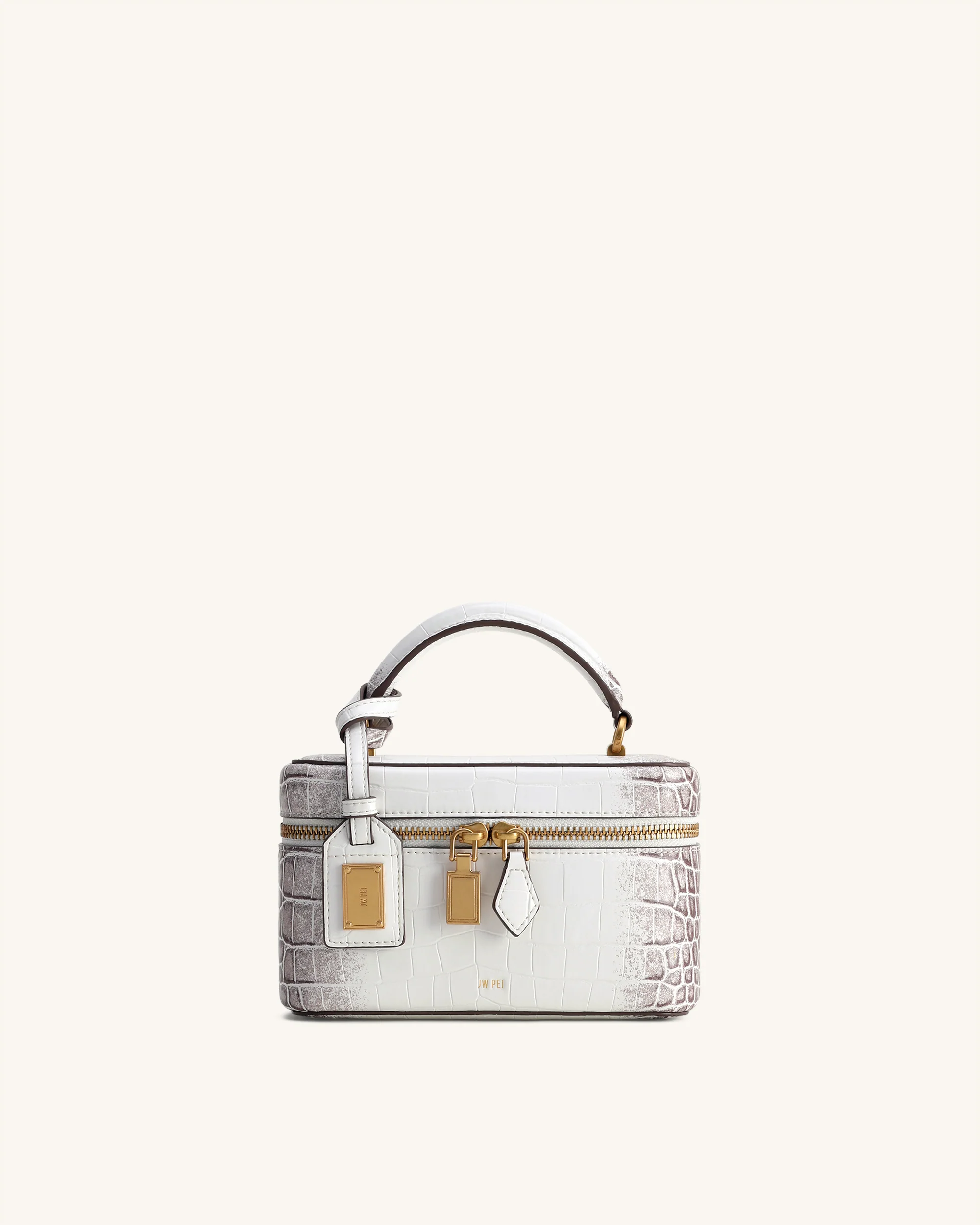 Cleo Box Shape Top Handle Tasche - Weiss Kroko