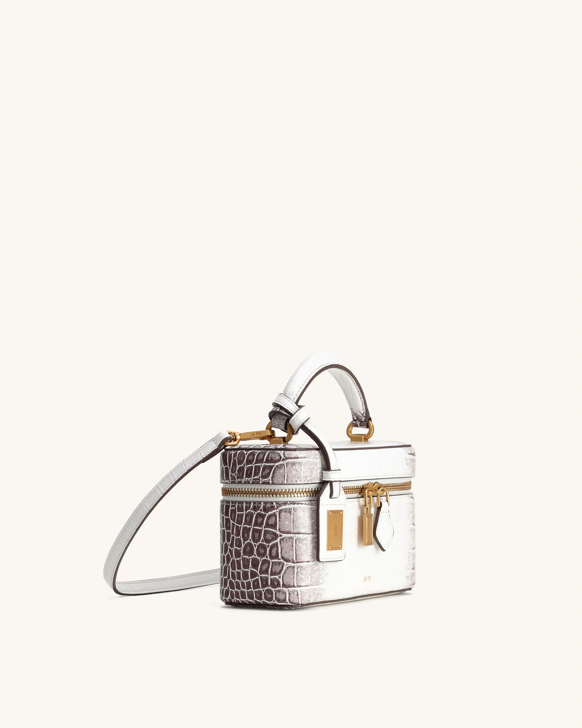 Cleo Box Shape Top Handle Tasche - Weiss Kroko - Image 2