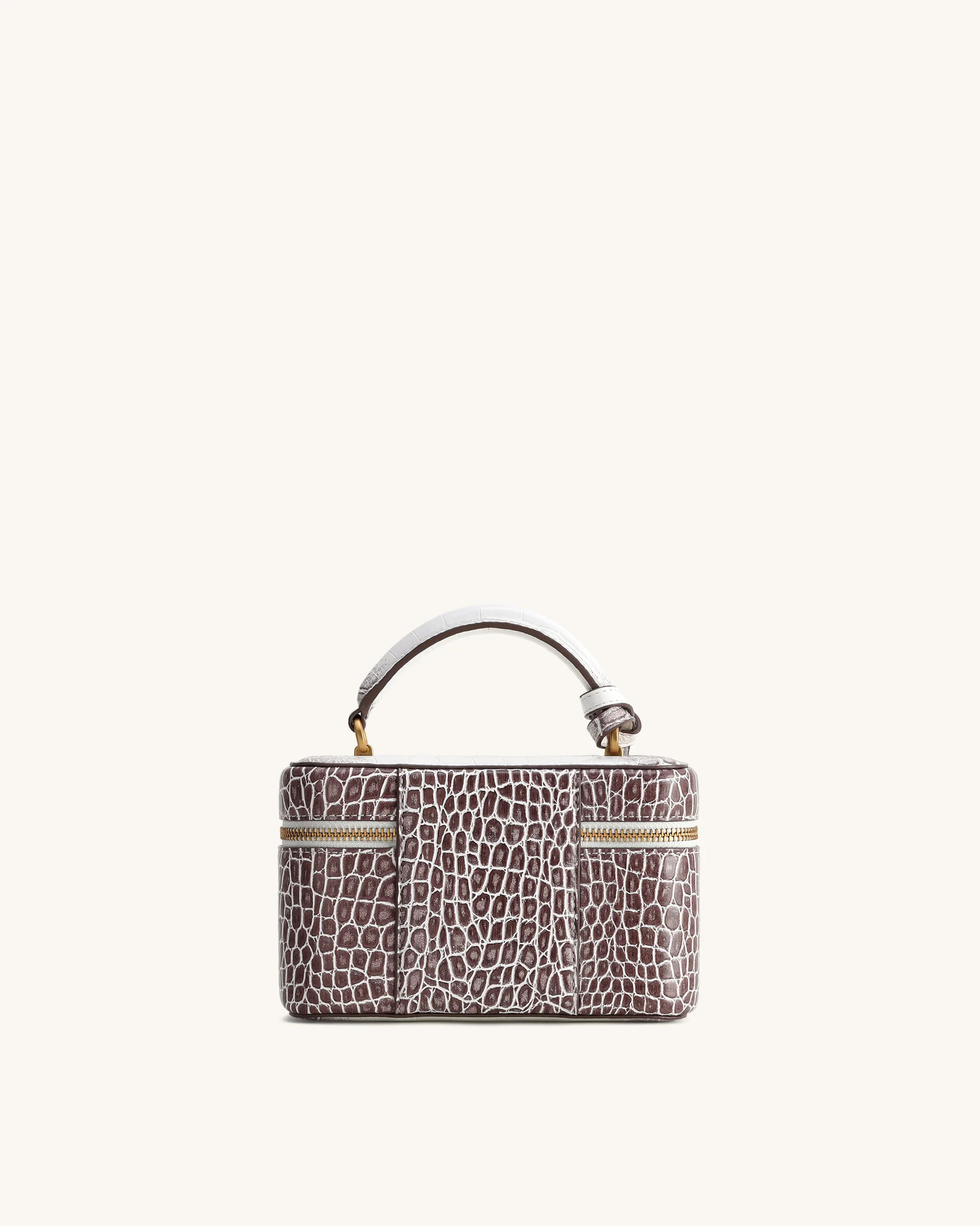 Cleo Box Shape Top Handle Tasche - Weiss Kroko - Image 3