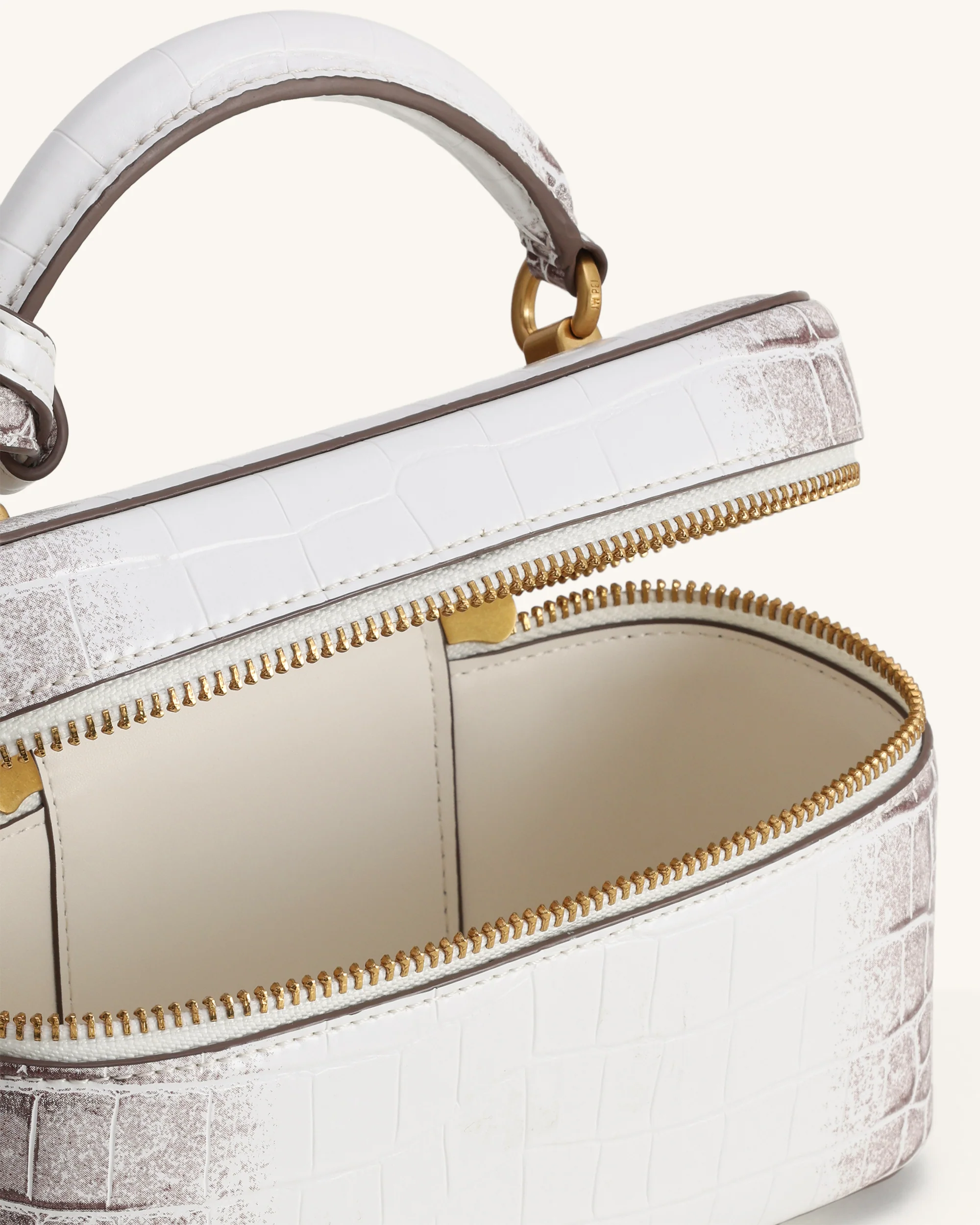 Cleo Box Shape Top Handle Tasche - Weiss Kroko - Image 4