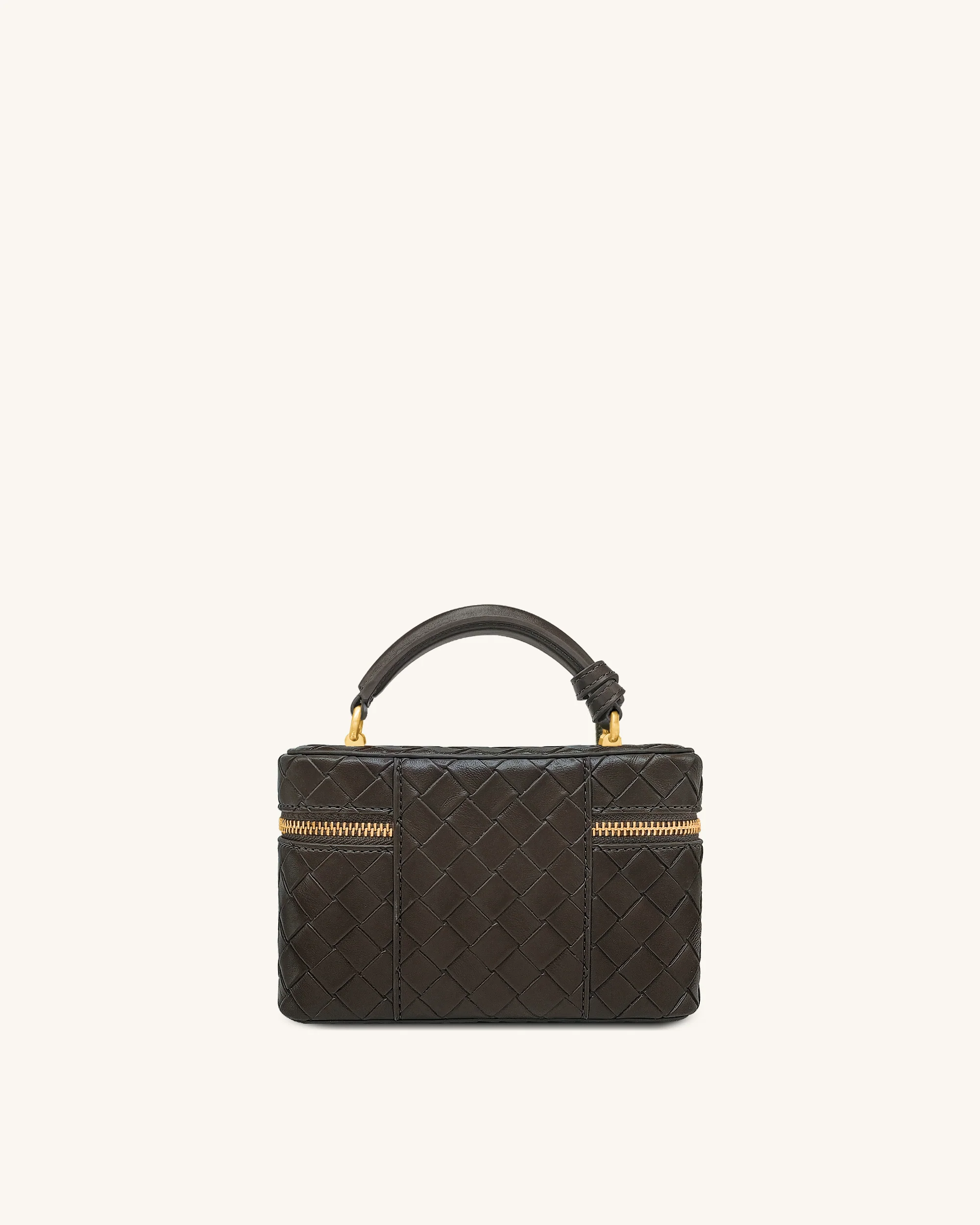 Cleo Gewebte Textur Box Shape Top Handle Tasche - Dunkelbraun - Image 3