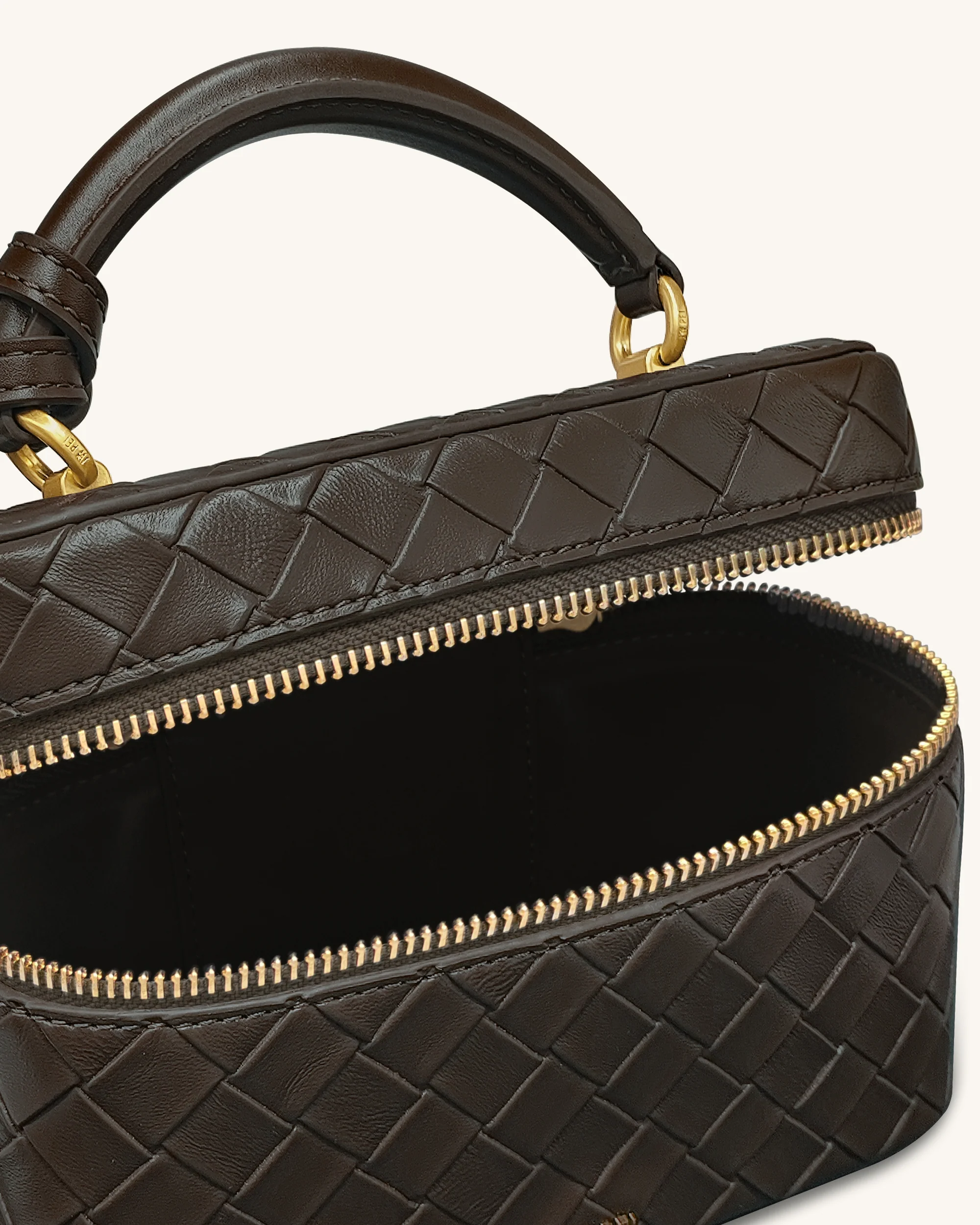 Cleo Gewebte Textur Box Shape Top Handle Tasche - Dunkelbraun - Image 4