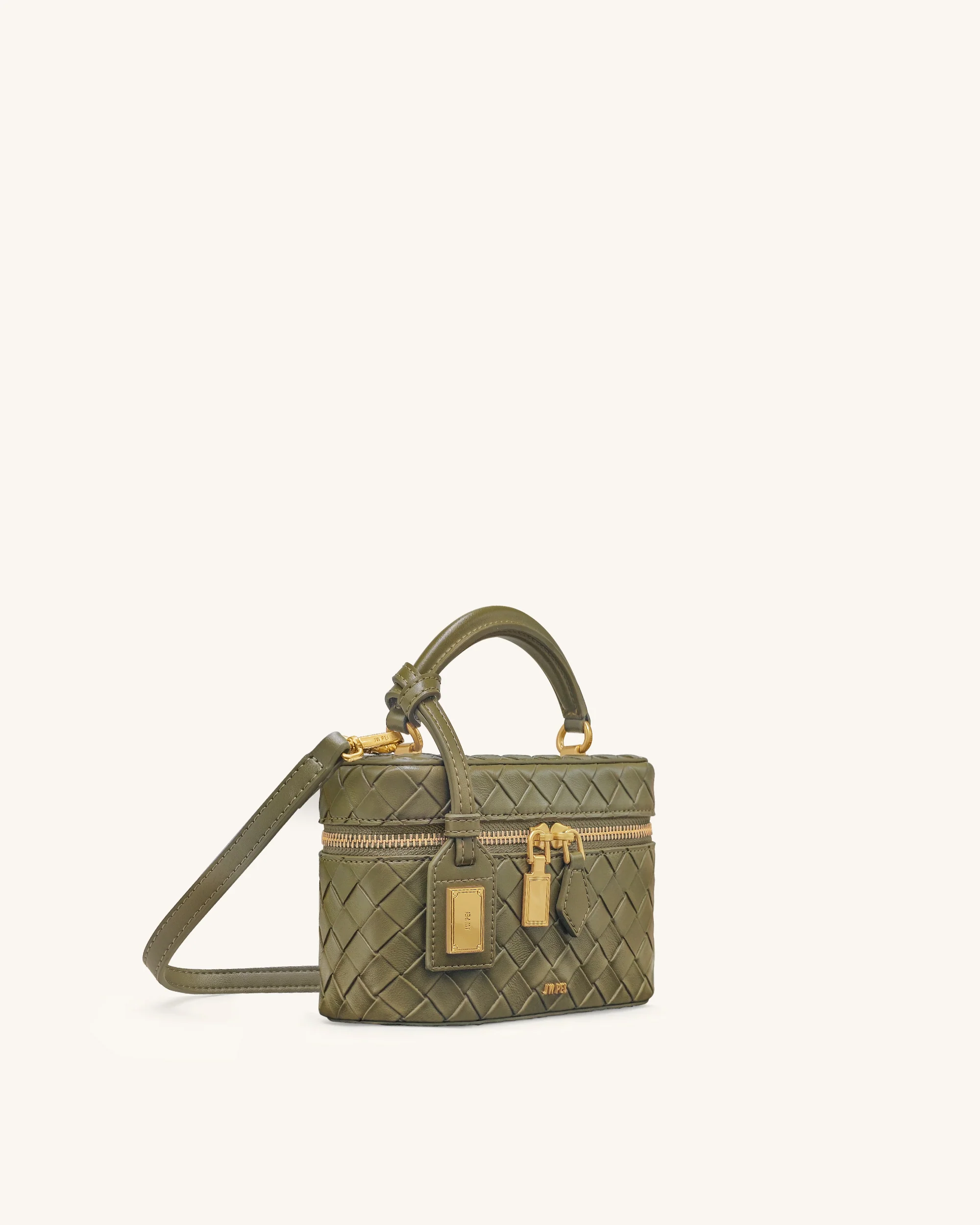 Cleo Gewebte Textur Box Shape Top Handle Tasche - Olivgrün - Image 2