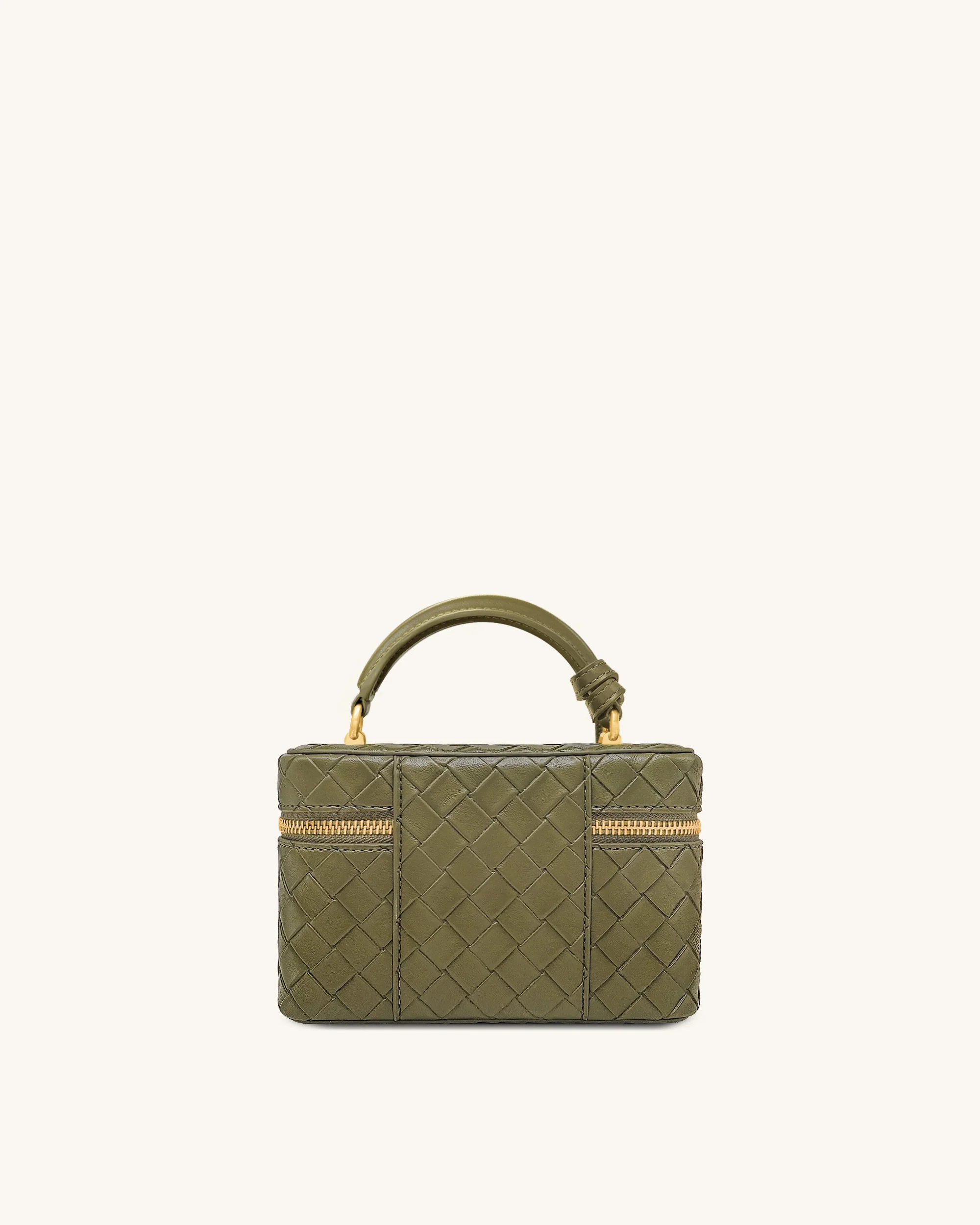 Cleo Gewebte Textur Box Shape Top Handle Tasche - Olivgrün - Image 3