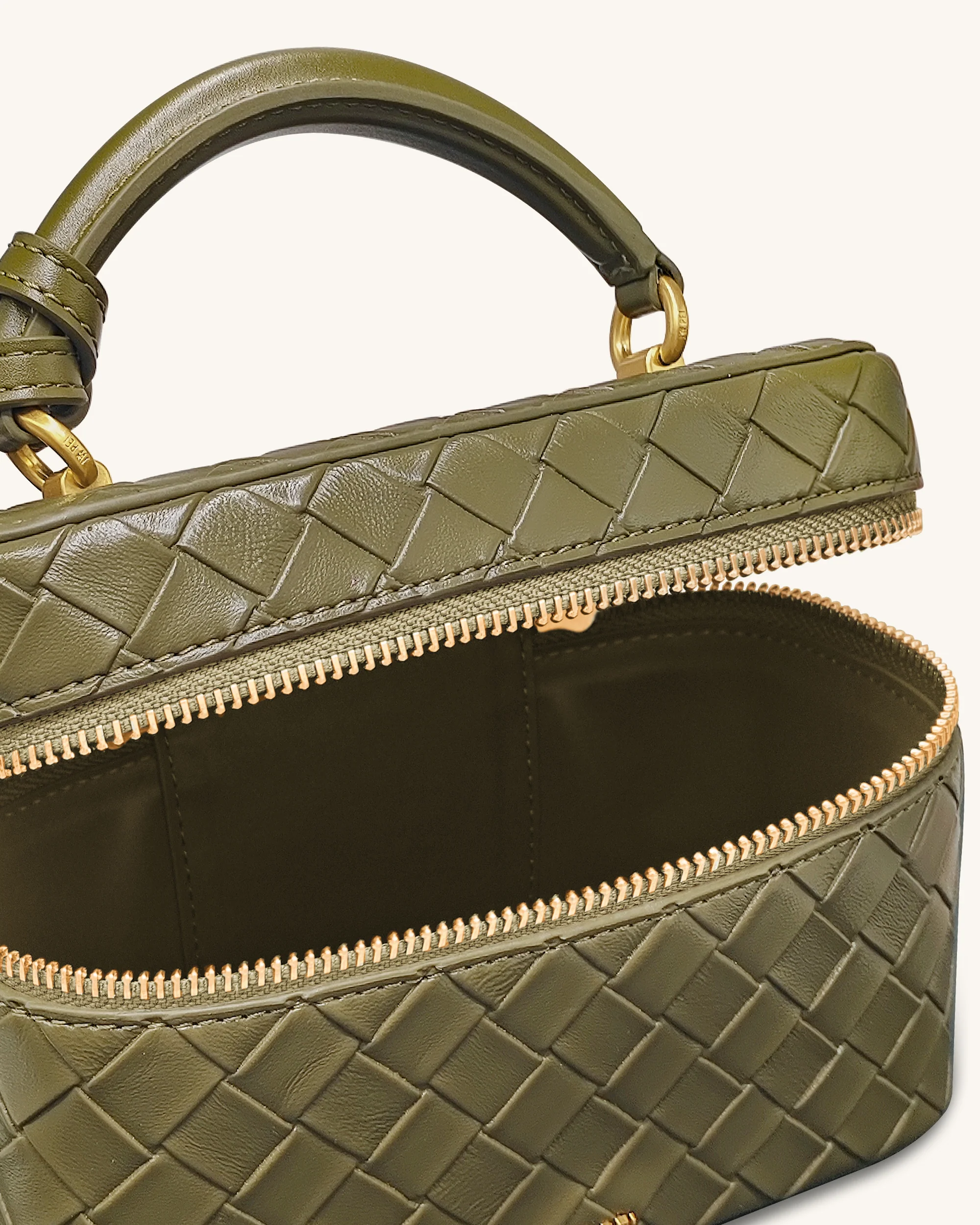 Cleo Gewebte Textur Box Shape Top Handle Tasche - Olivgrün - Image 4