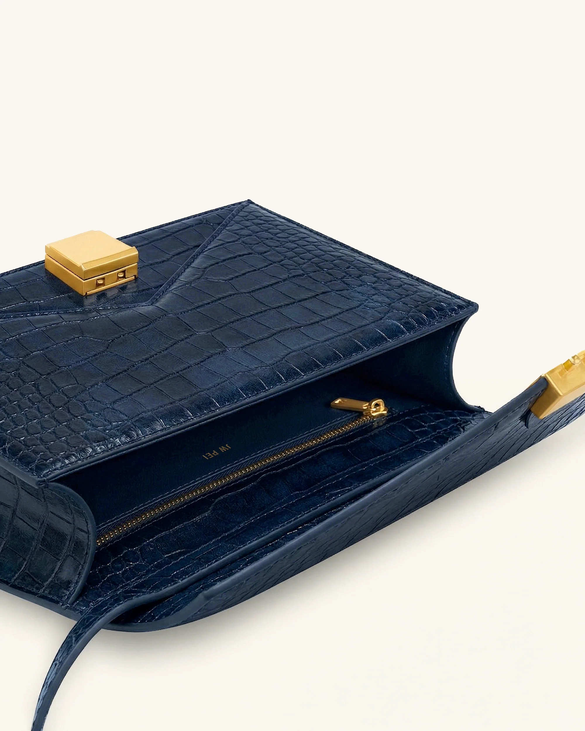 Clio Envelope-Umhängetasche - Navyblau in Krokoprägung - Image 4