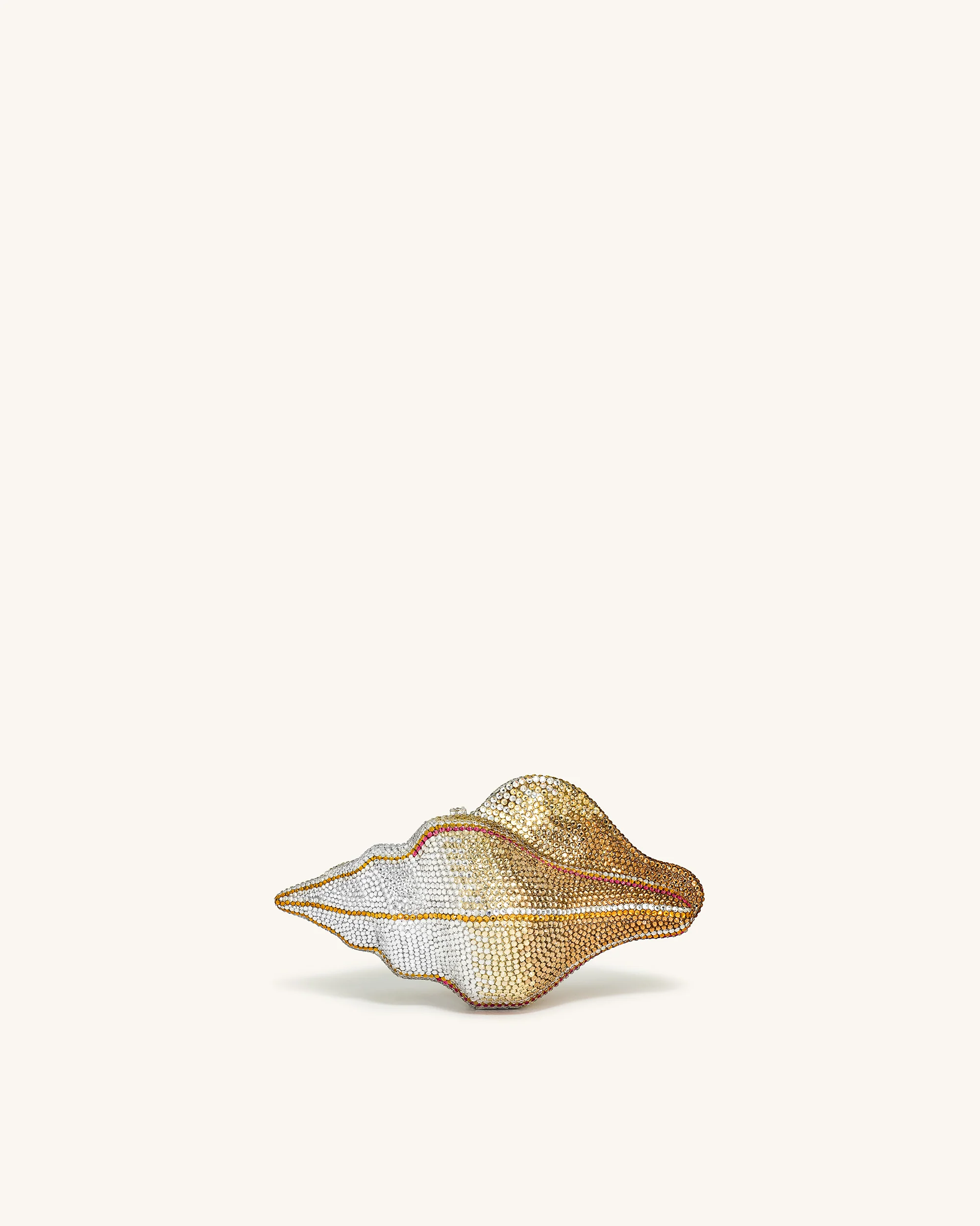 Clutch in Muschelform mit Kunstkristallen – Gold - Image 3
