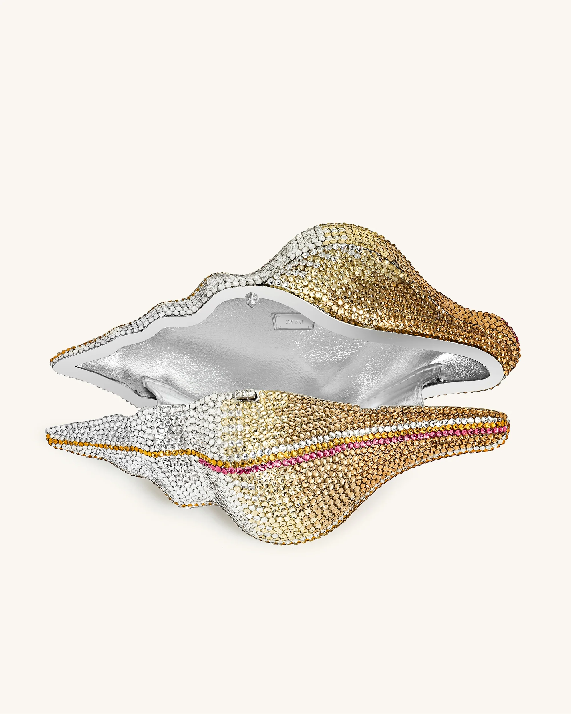 Clutch in Muschelform mit Kunstkristallen – Gold - Image 4