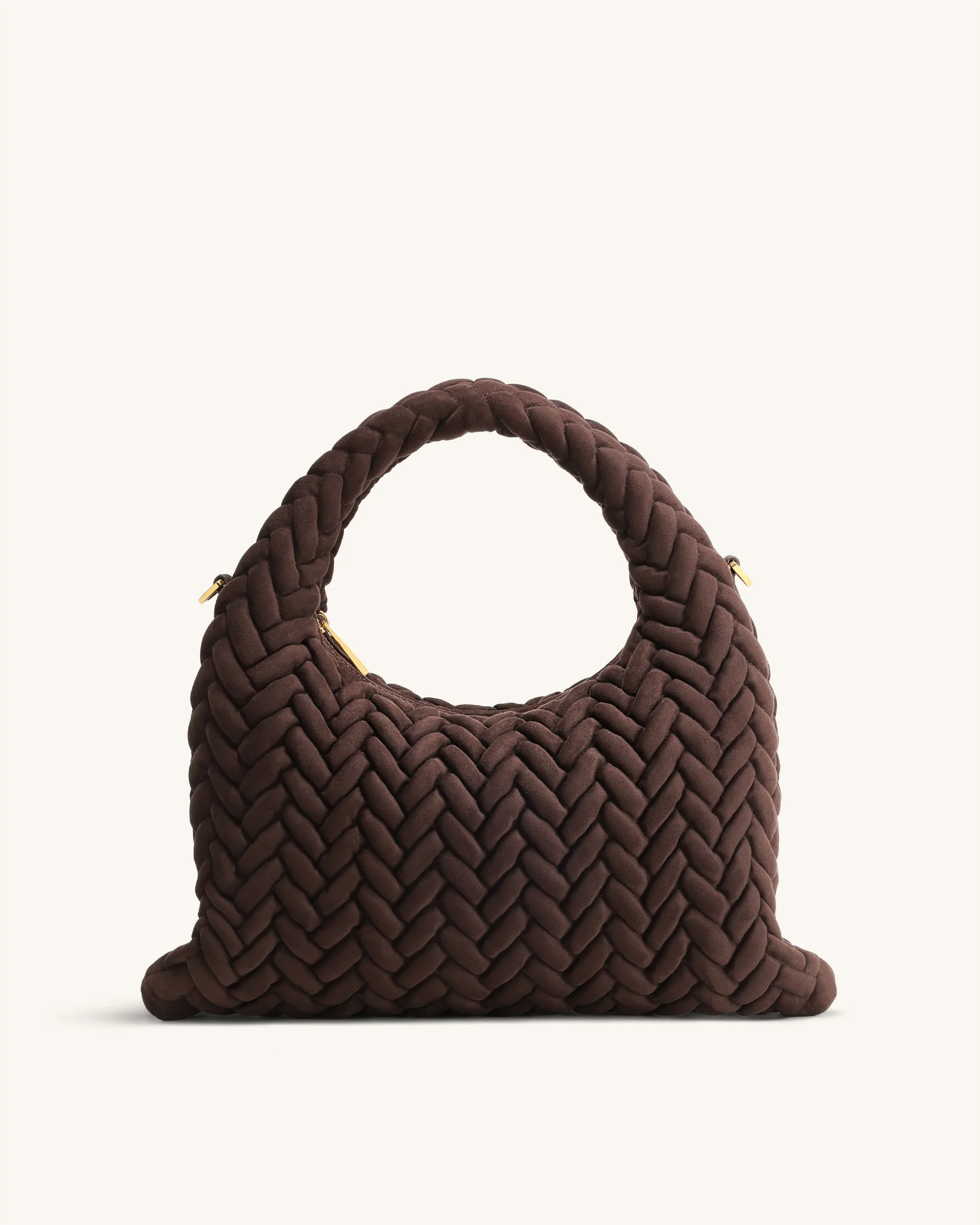 Cora Henkeltasche mit Wildlederimitat-Steppung - Dunkelbraun