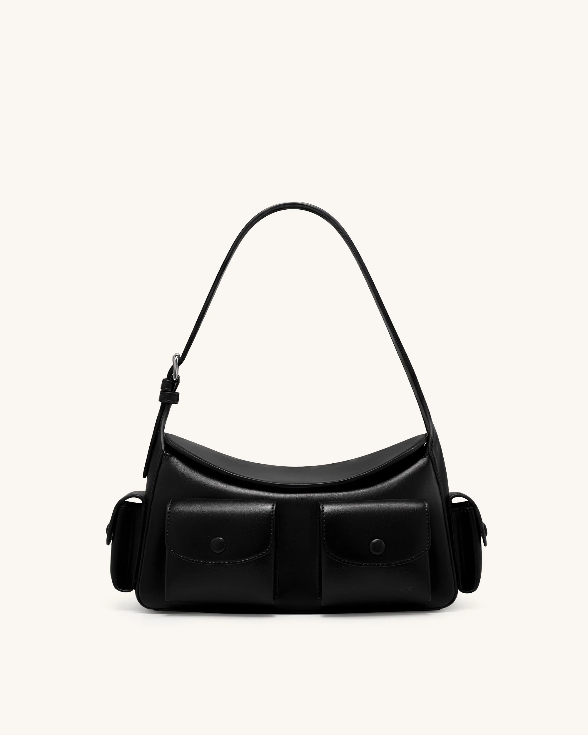 Corinne Multi-Pocket Schultertasche - Schwarz