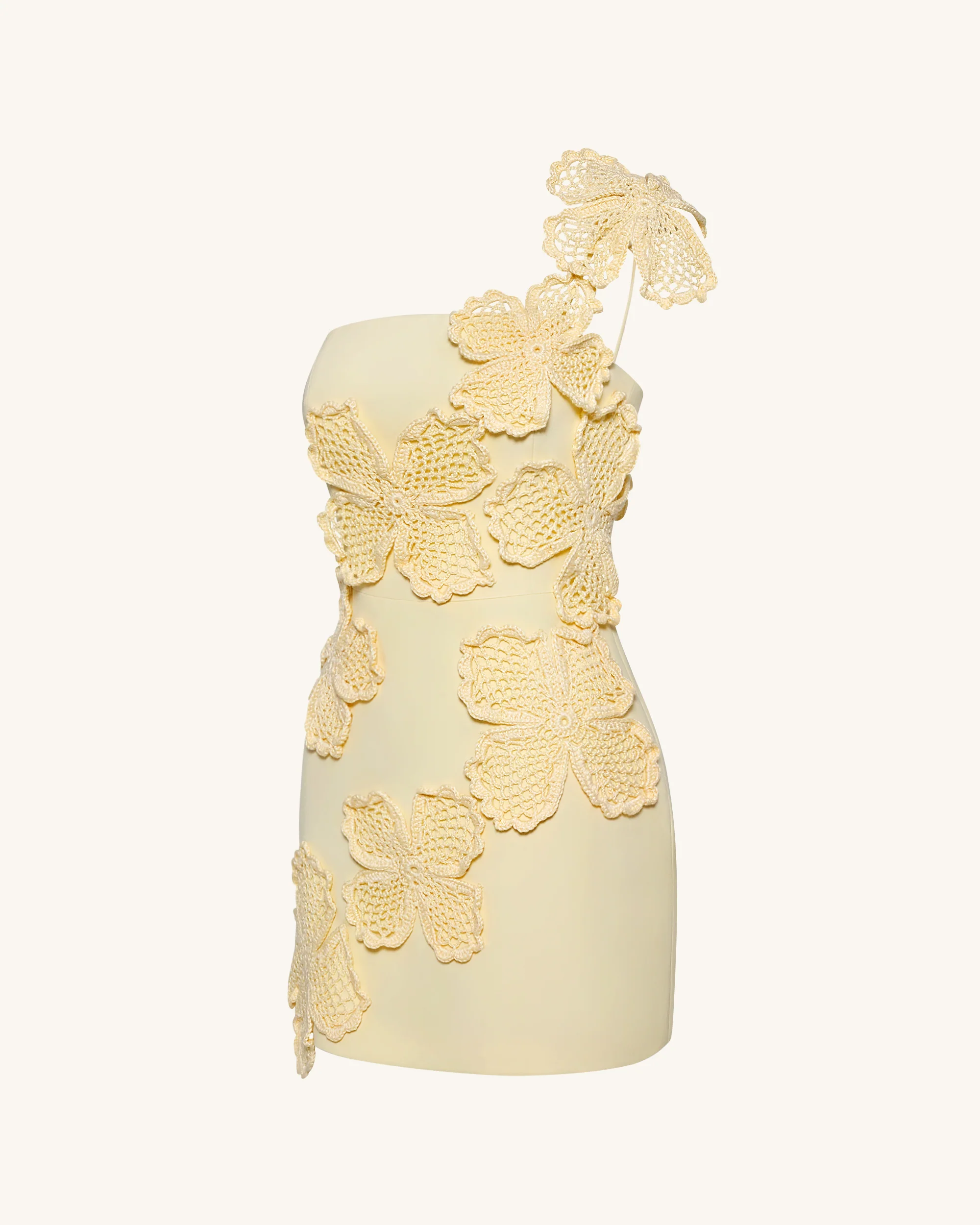 Häkel-Minikleid mit Blumenapplikation - Gelb - Image 6