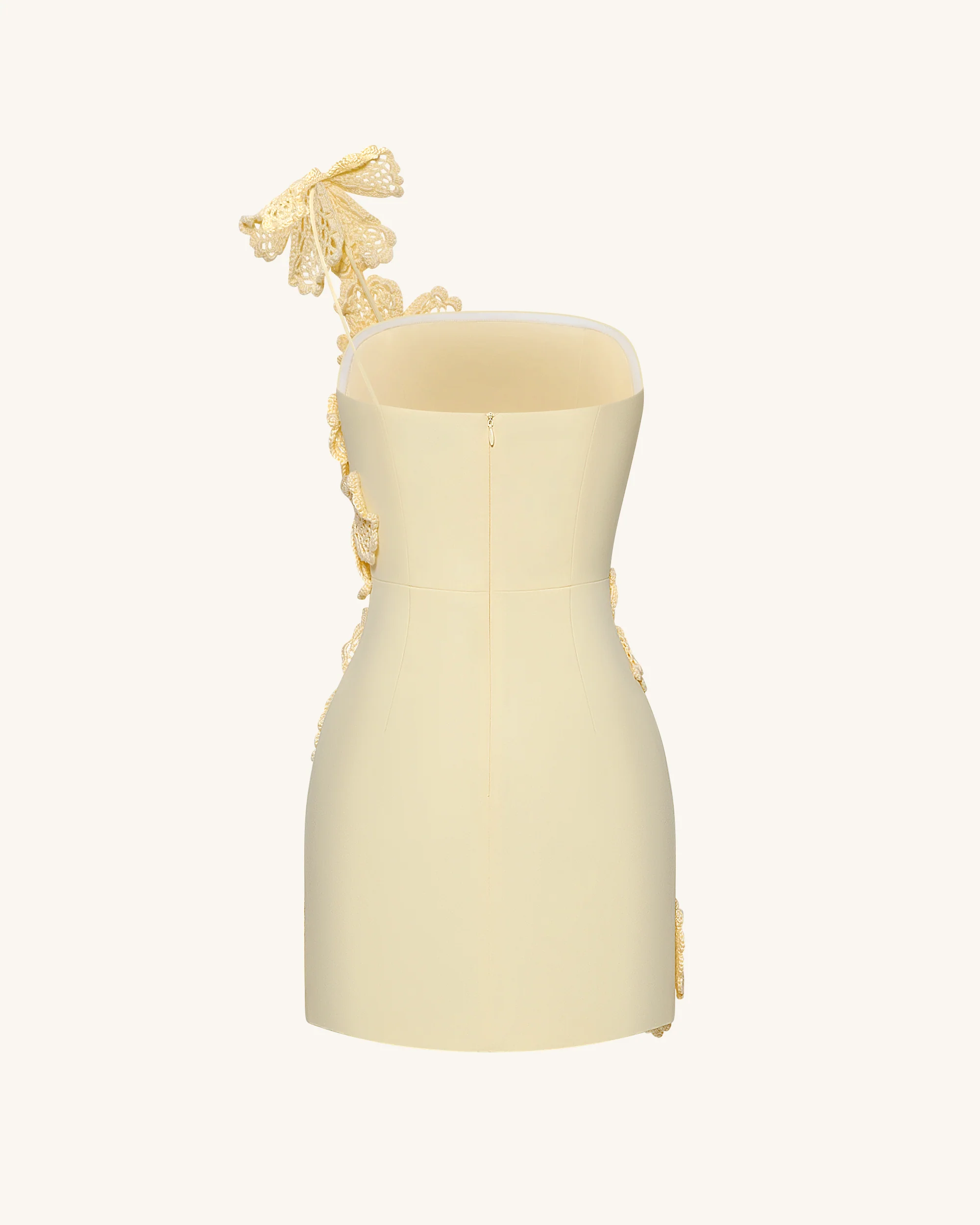 Häkel-Minikleid mit Blumenapplikation - Gelb - Image 7