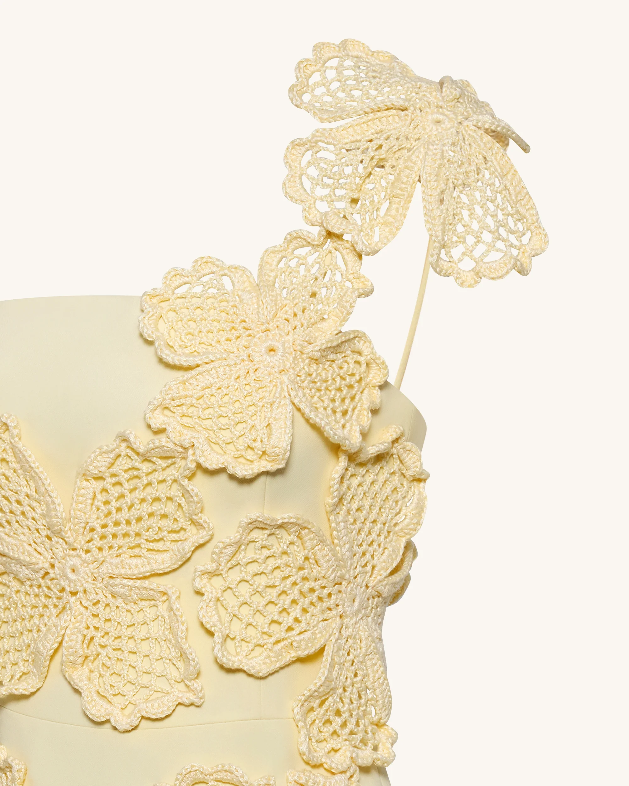 Häkel-Minikleid mit Blumenapplikation - Gelb - Image 8