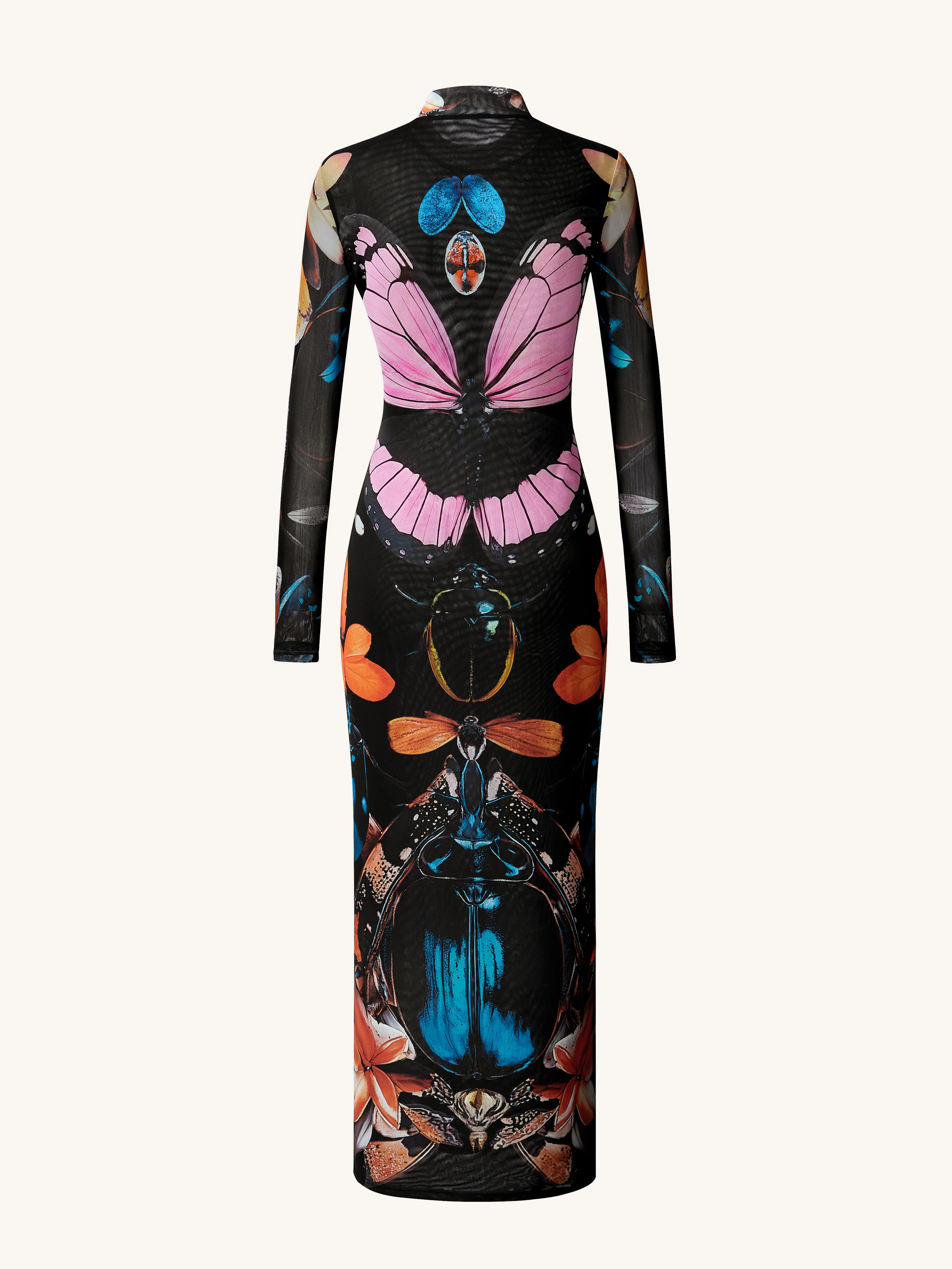 Mehrlagiges Mesh-Kleid mit transparentem Schmetterlings- und Käferdesign – Mehrfarbig - Image 2