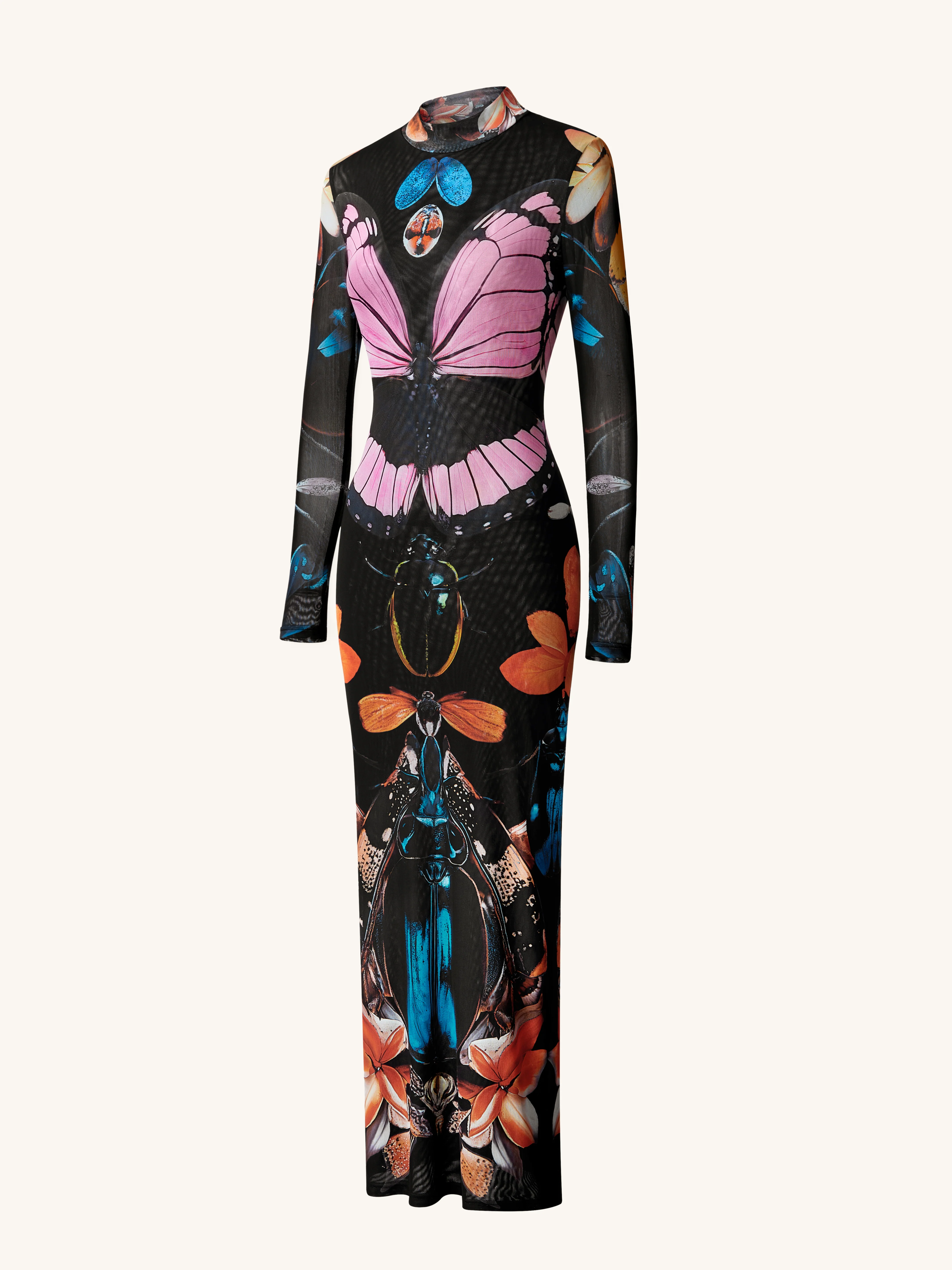 Mehrlagiges Mesh-Kleid mit transparentem Schmetterlings- und Käferdesign – Mehrfarbig - Image 3