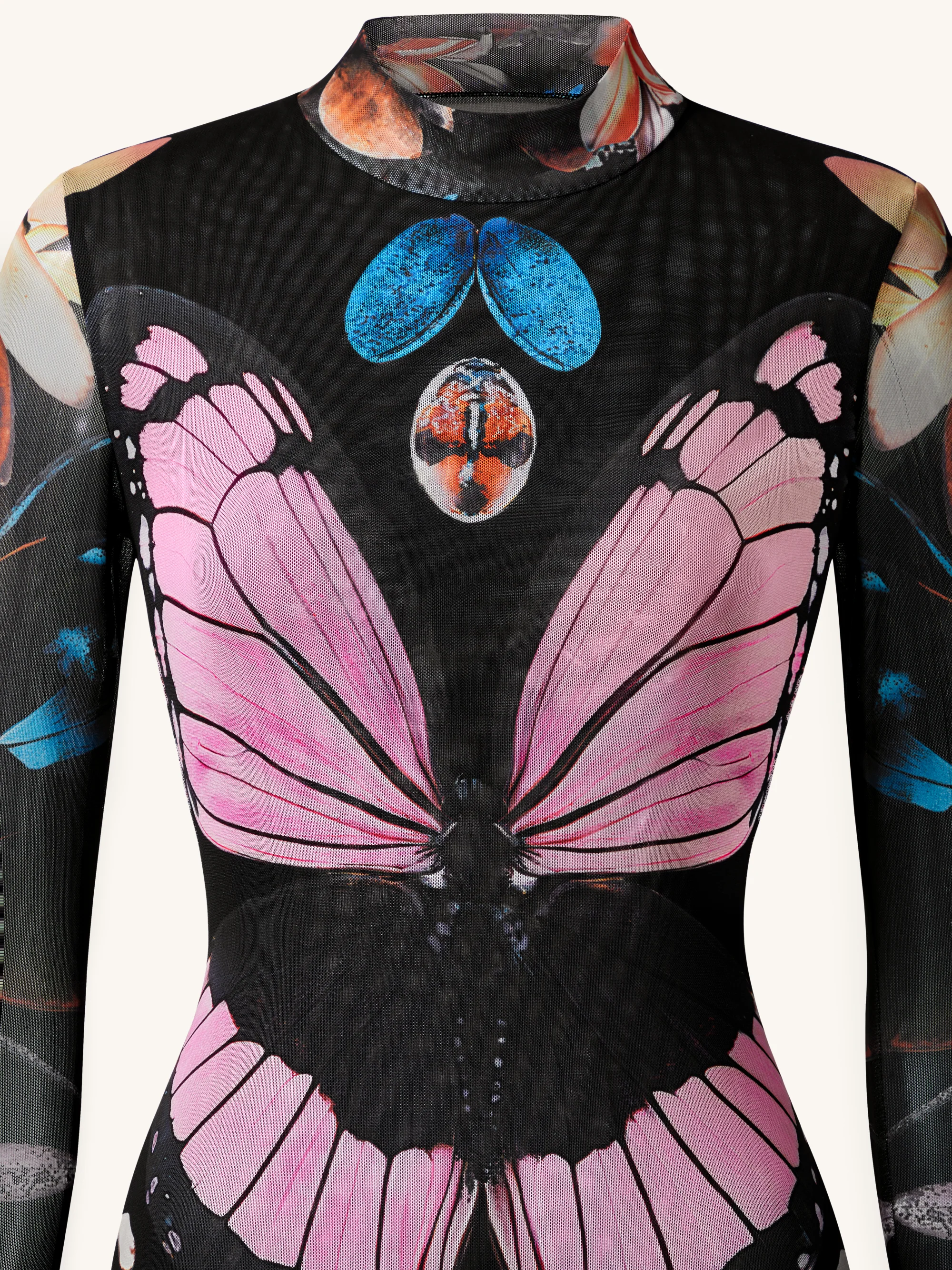 Mehrlagiges Mesh-Kleid mit transparentem Schmetterlings- und Käferdesign – Mehrfarbig - Image 5