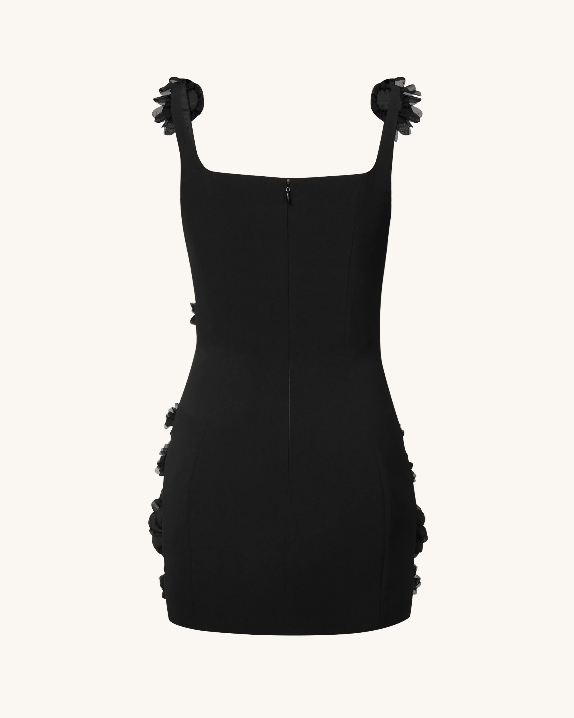 Elaina Schwarzes Rosetten-Applikations-Minikleid - Schwarz - Image 6