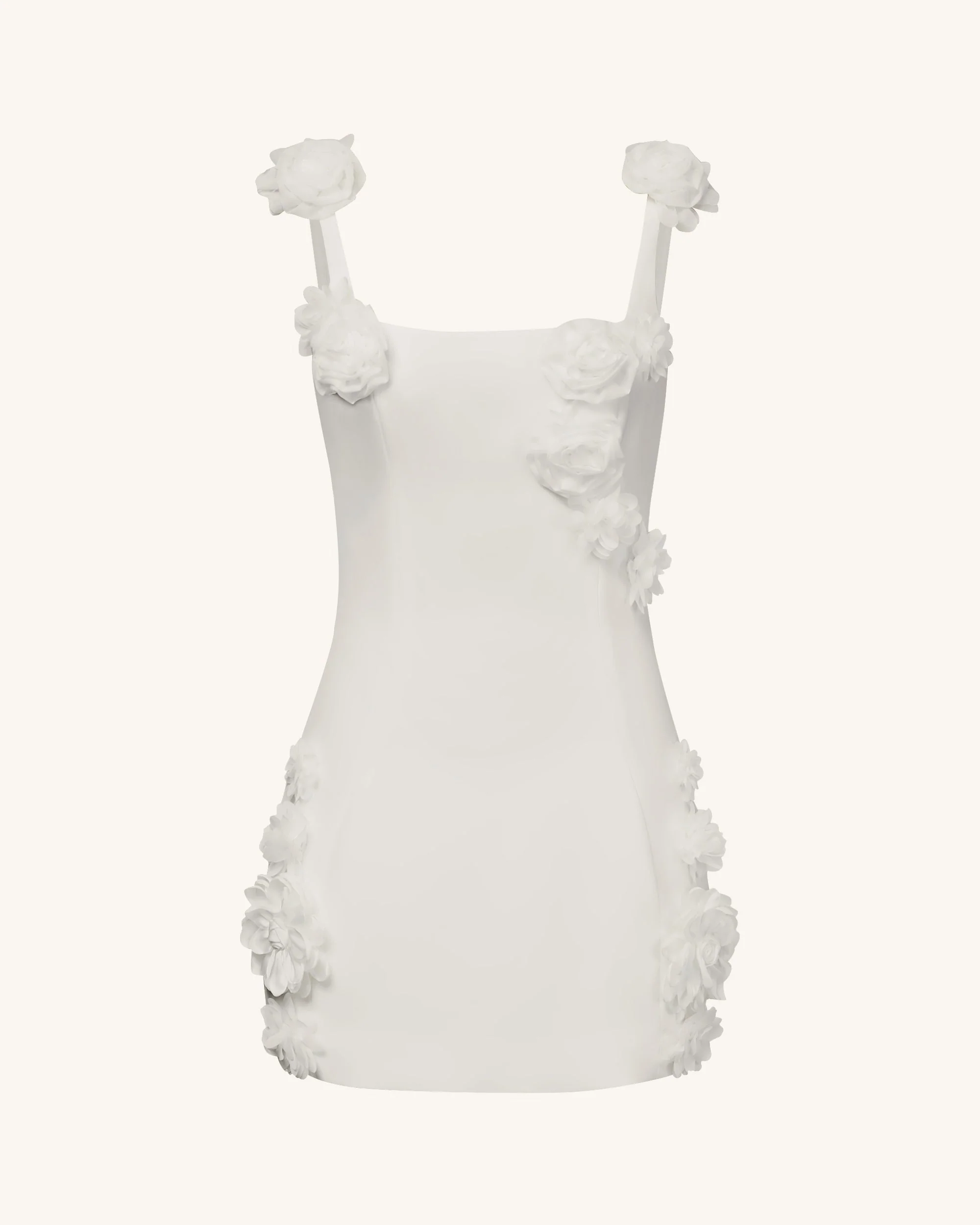 Elaina Weißes Mini-Kleid mit Rosetten-Applikation - Weiß - Image 5