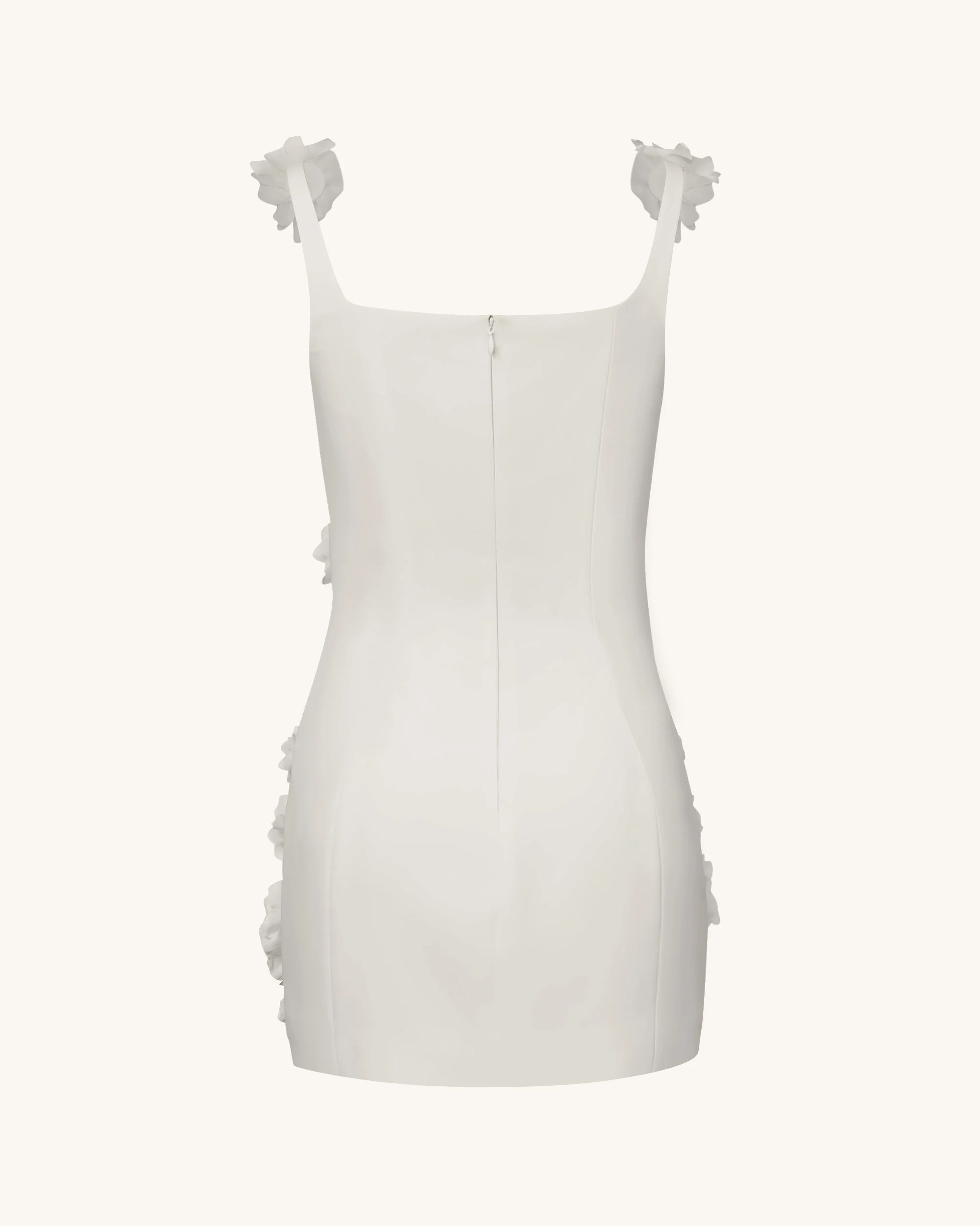 Elaina Weißes Mini-Kleid mit Rosetten-Applikation - Weiß - Image 8