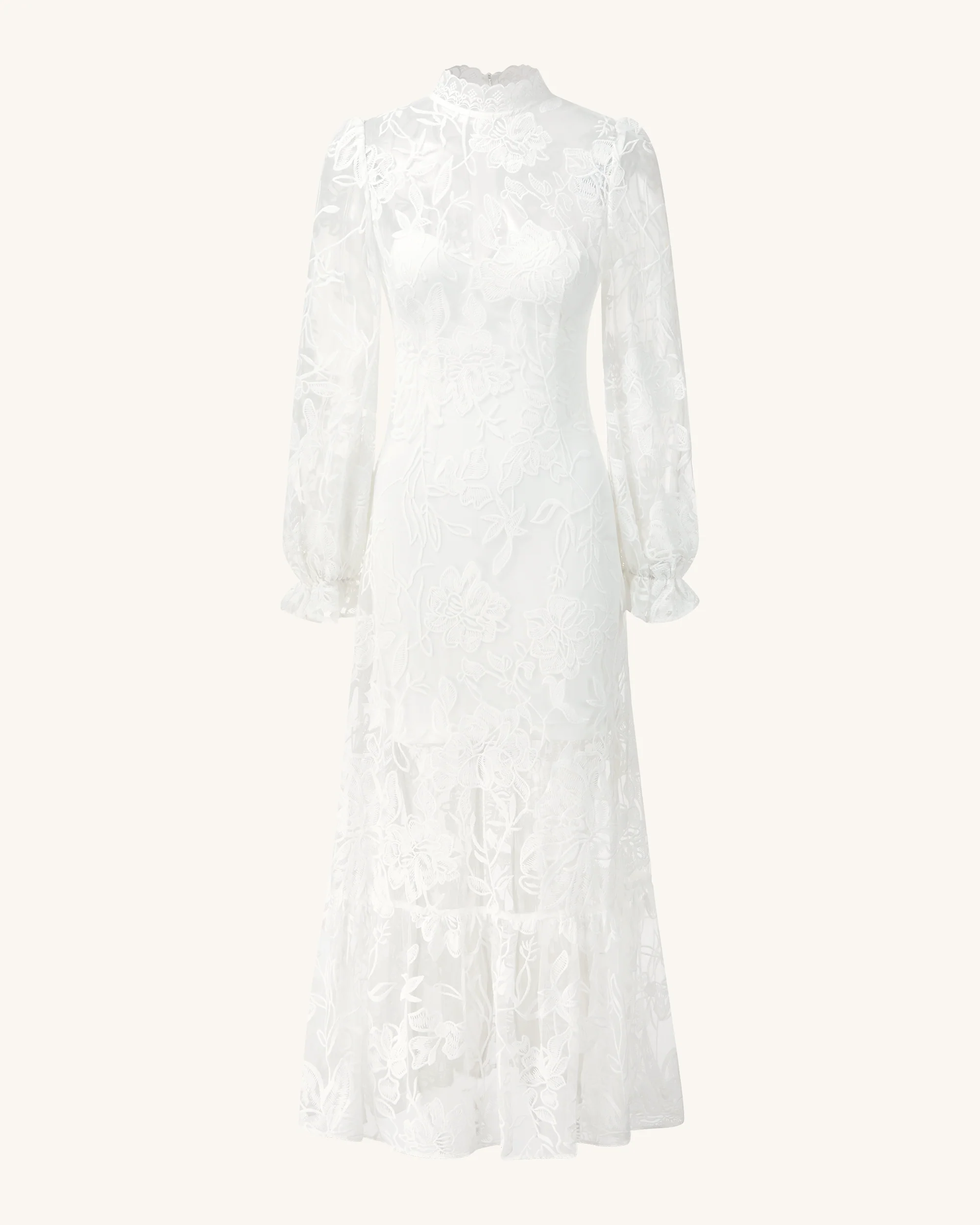 Elegantes Midikleid aus Spitze - Weiß - Image 3