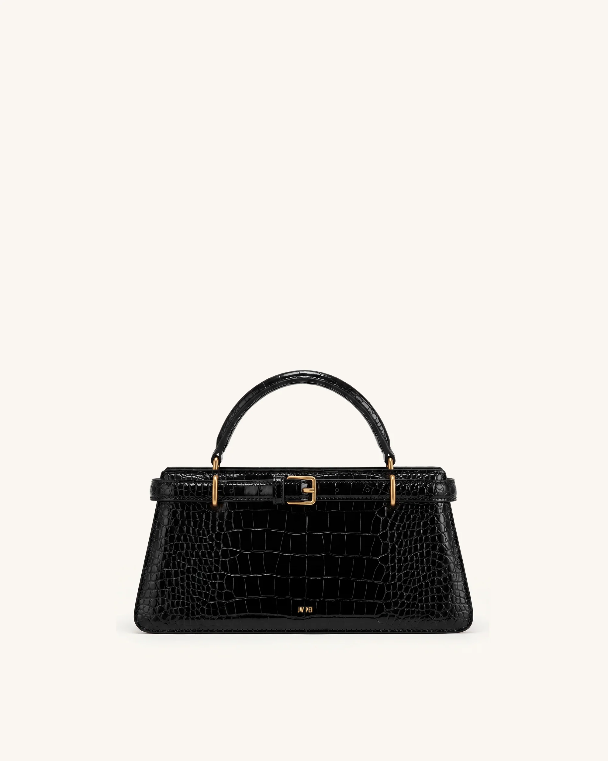 Elena Klassische Henkeltasche - Schwarzes Kroko