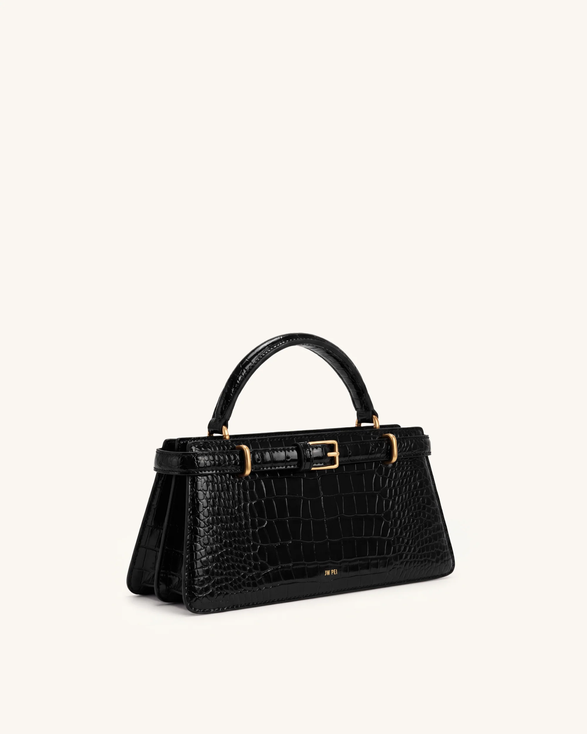 Elena Klassische Henkeltasche - Schwarzes Kroko - Image 2