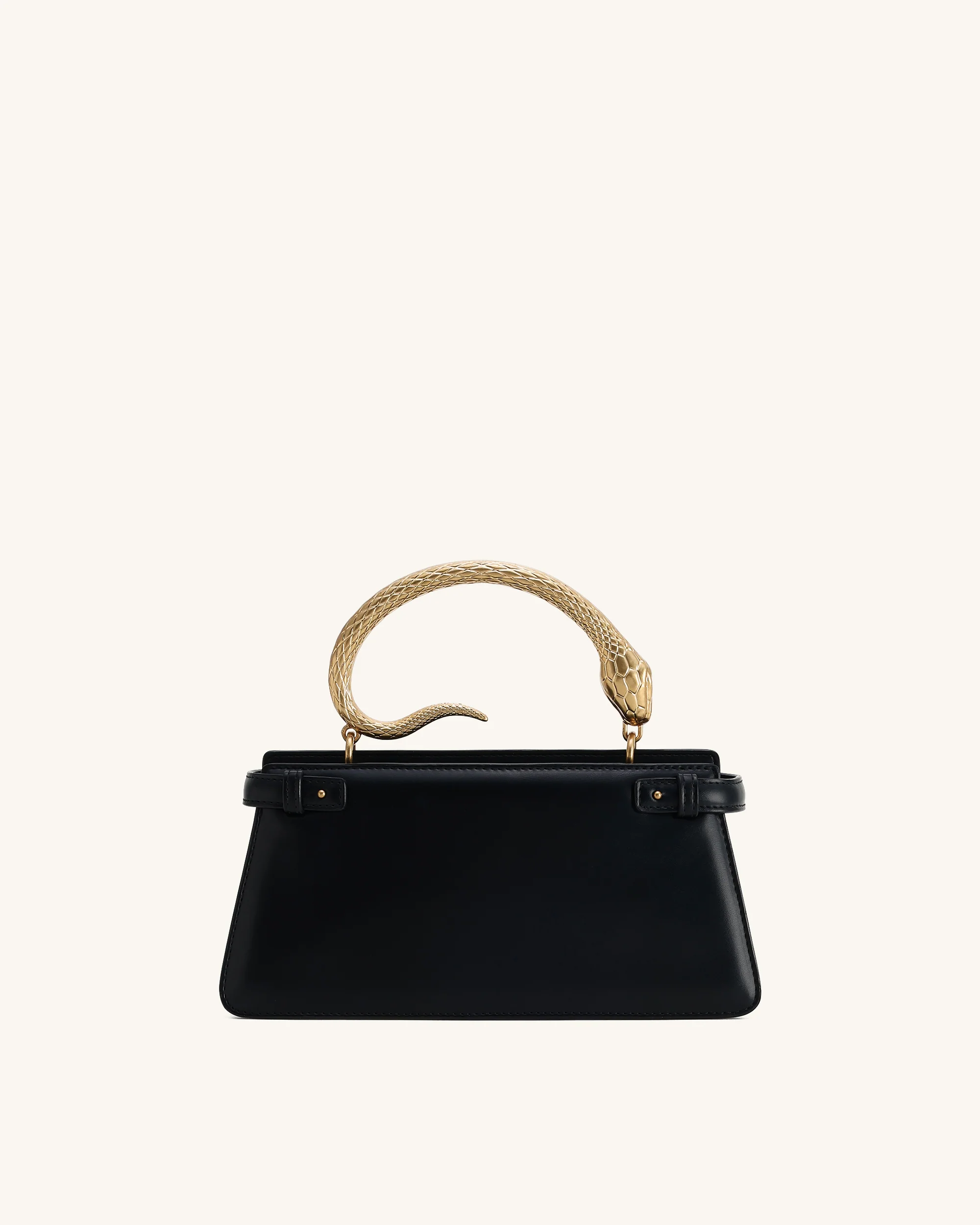 Elena Schlangenledergriff Henkeltasche - Schwarz - Image 3