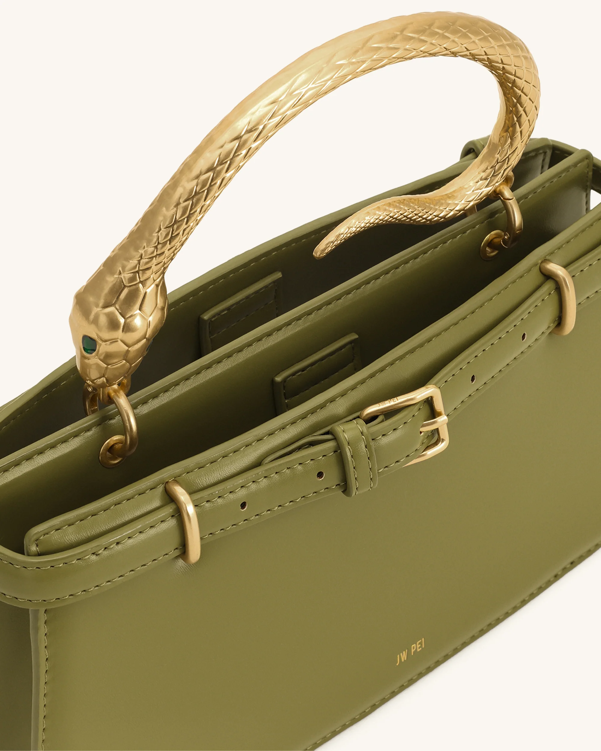 Elena Schlangenhenkel Henkeltasche - Matchagrün - Image 4