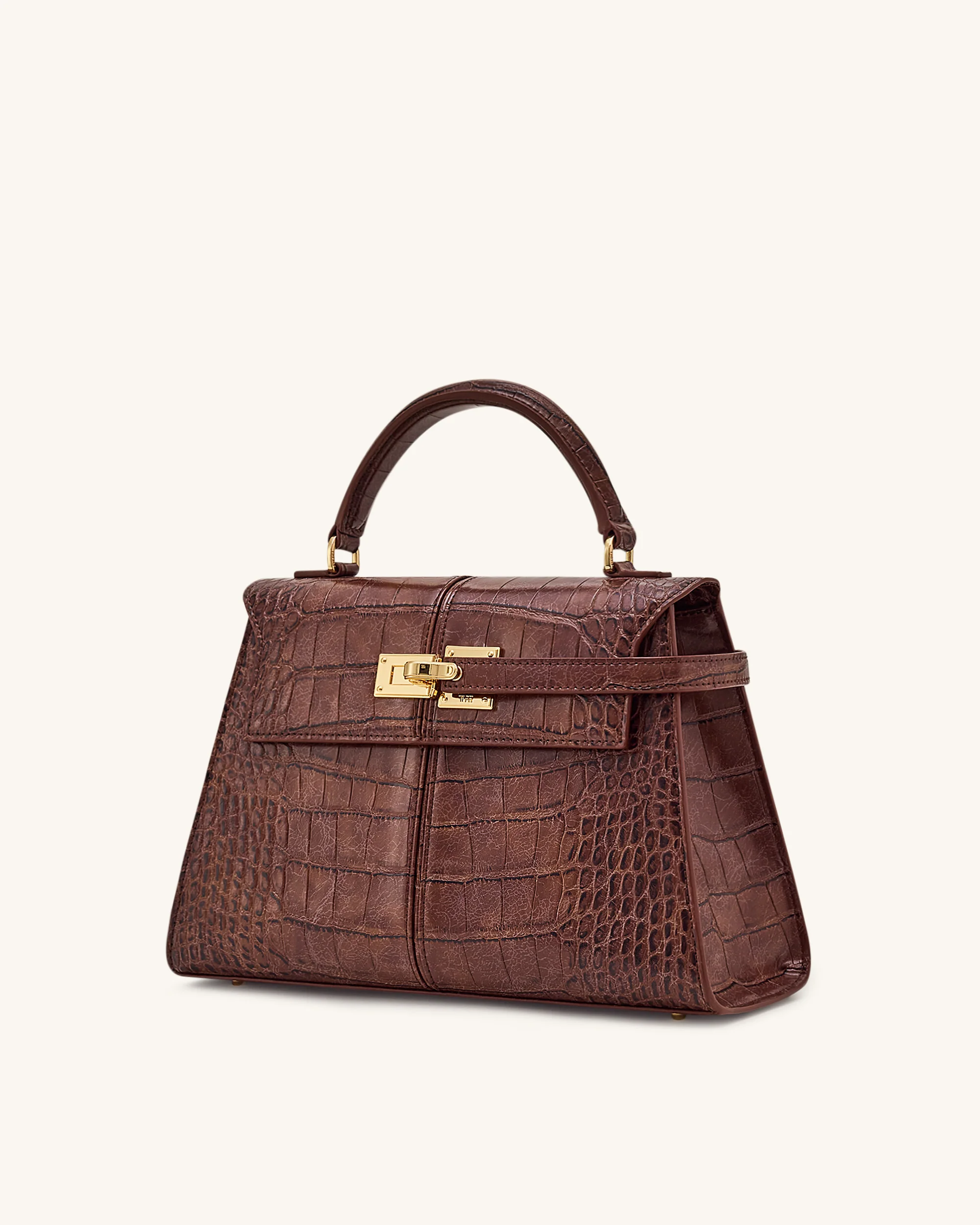 Elise Große Henkeltasche mit Krokoprägung - Kastanienbraun - Image 2