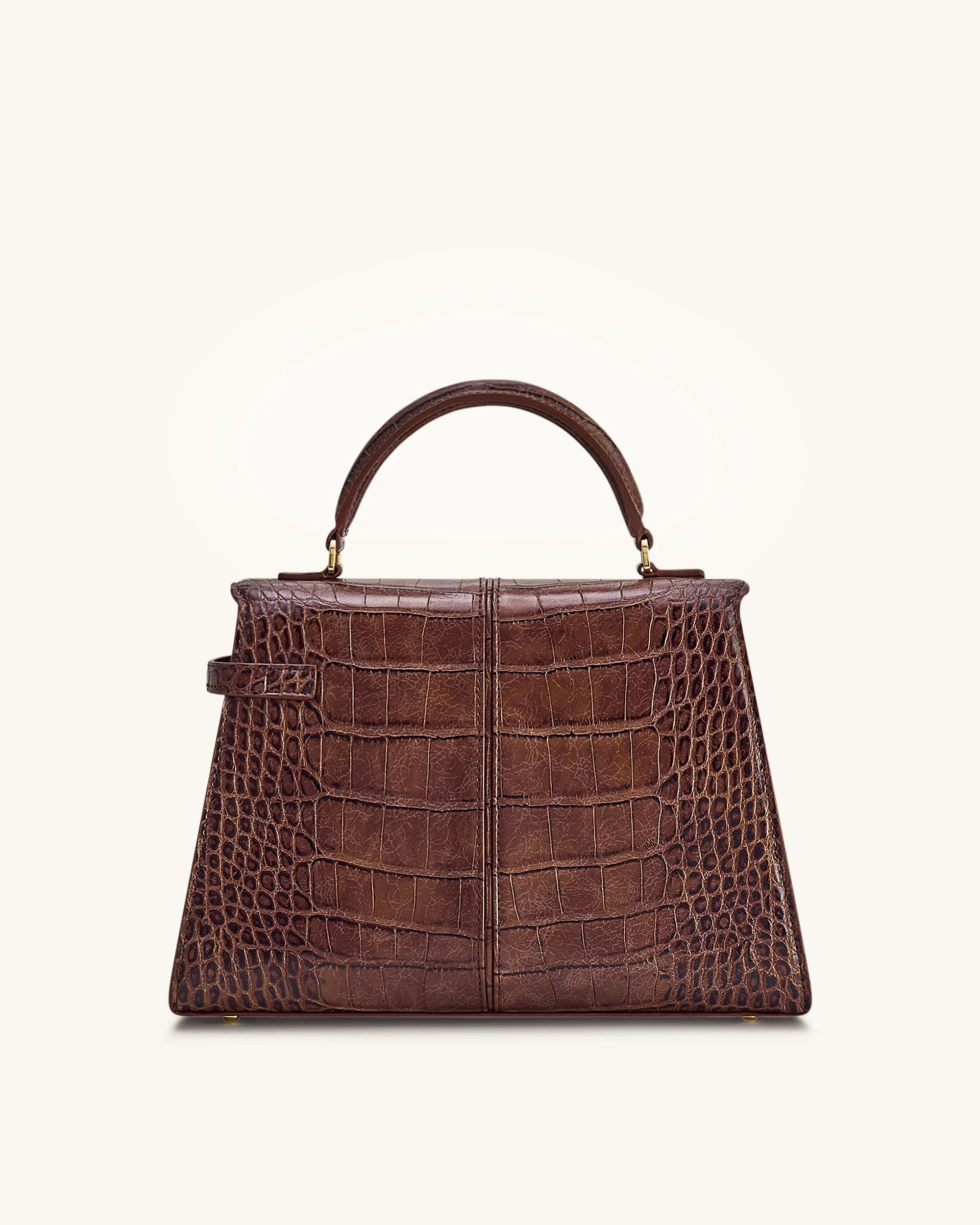 Elise Große Henkeltasche mit Krokoprägung - Kastanienbraun - Image 3