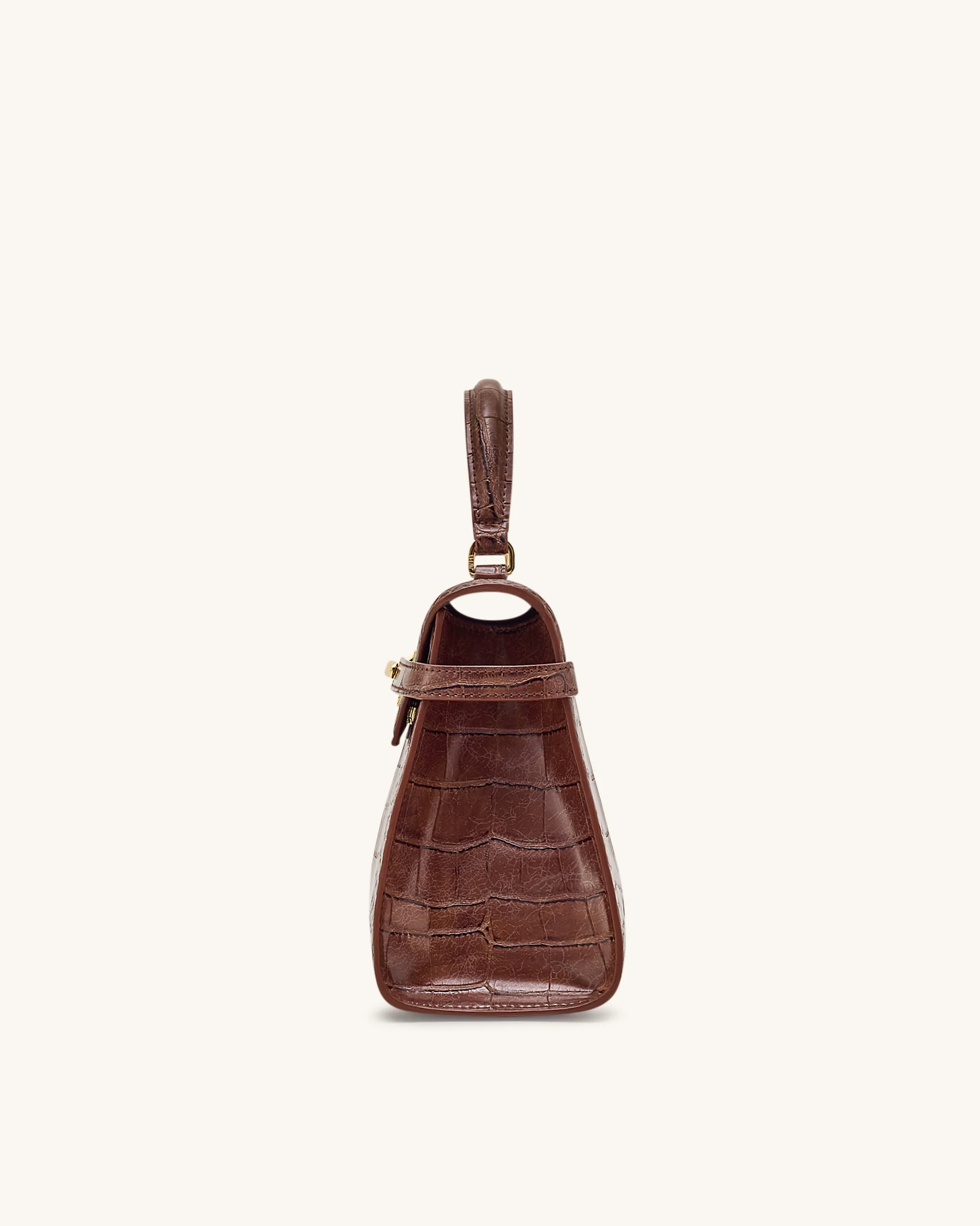Elise Große Henkeltasche mit Krokoprägung - Kastanienbraun - Image 4